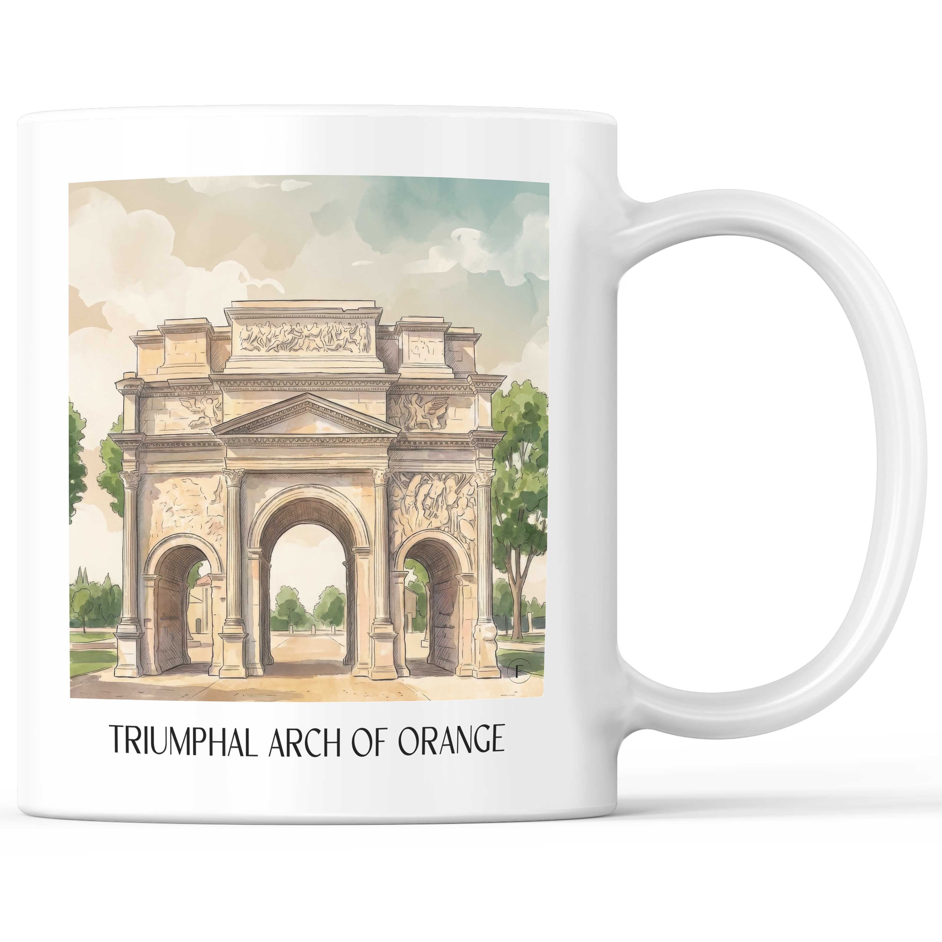 Arc de Triomphe Kaffeebecher - Orange - Frankreich Becher - Kaffeetasse im Aquarell Stil
