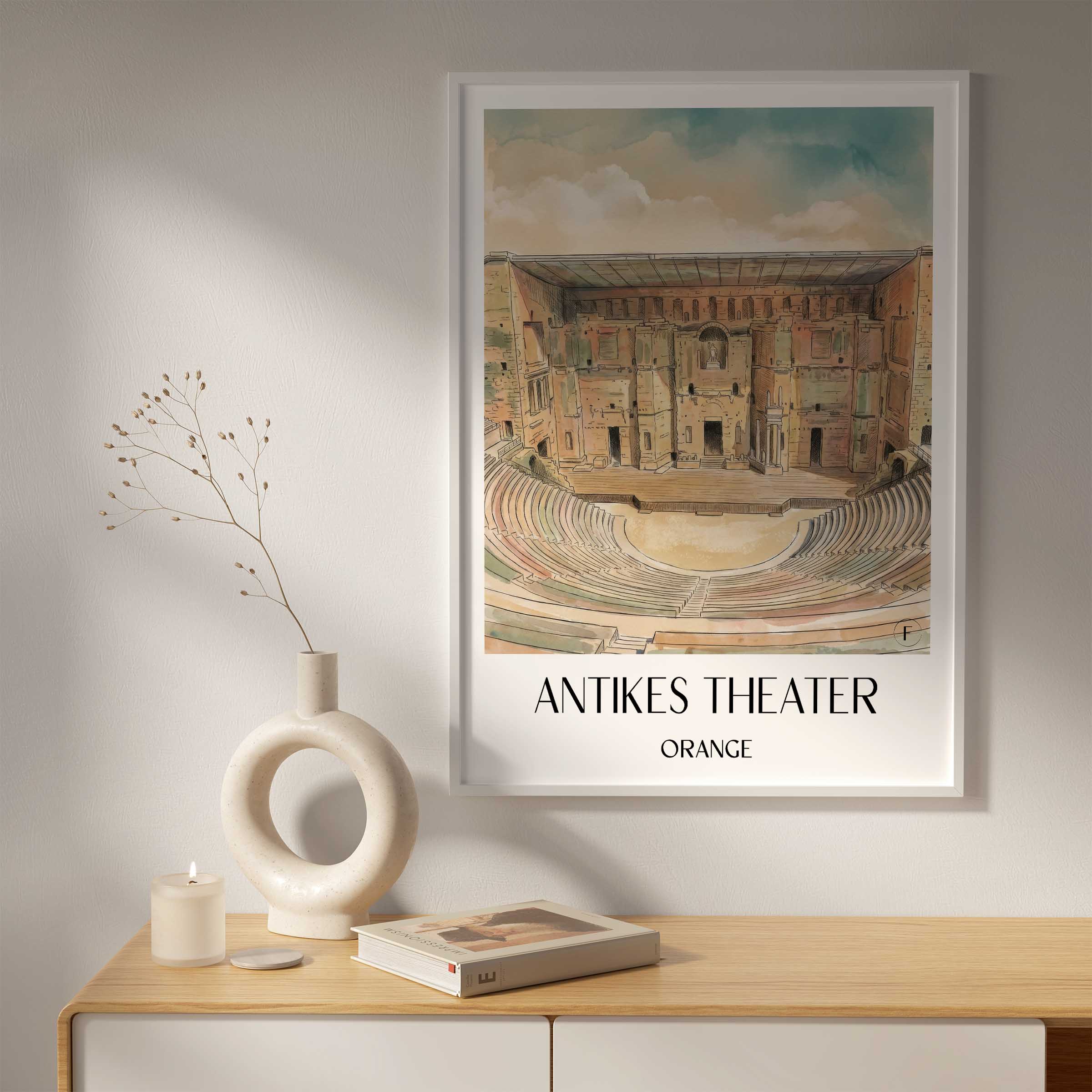antikes-theater-orange-frankreich-poster-aquarell