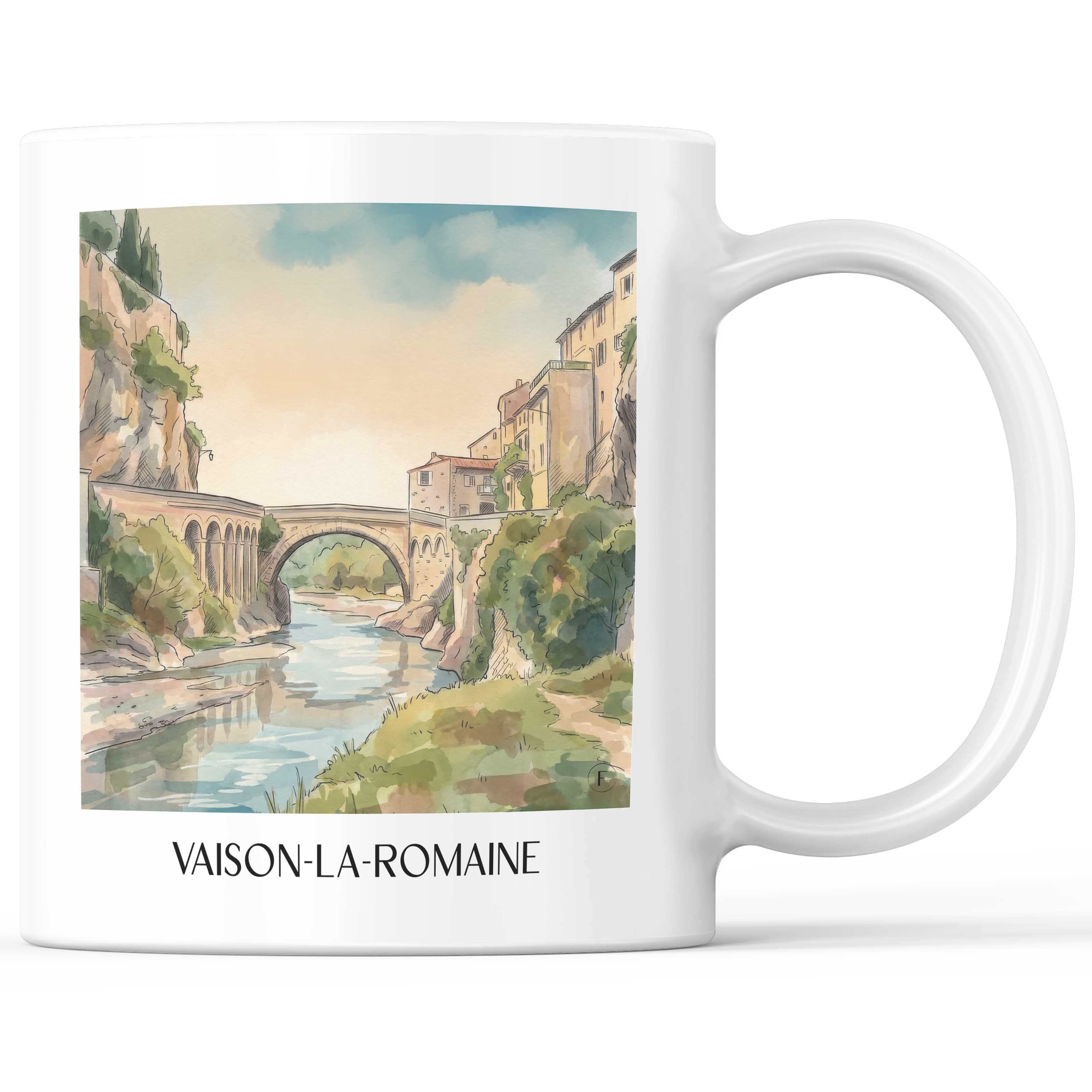 vaison-la-romaine-provence-frankreich-kaffeebecher-aquarell