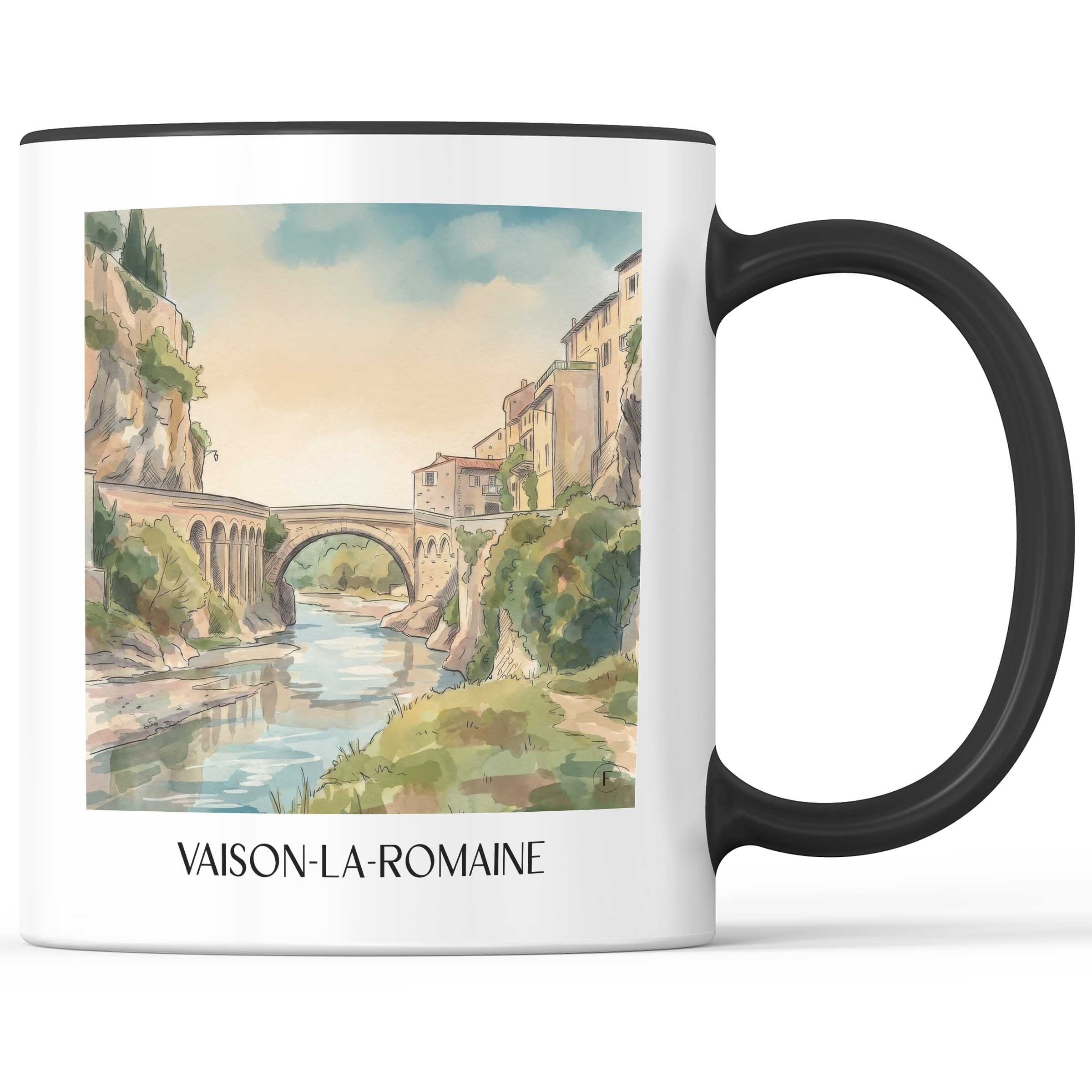 Vaison-la-Romaine Kaffeebecher - Provence - Frankreich Becher - Kaffeetasse im Aquarell Stil