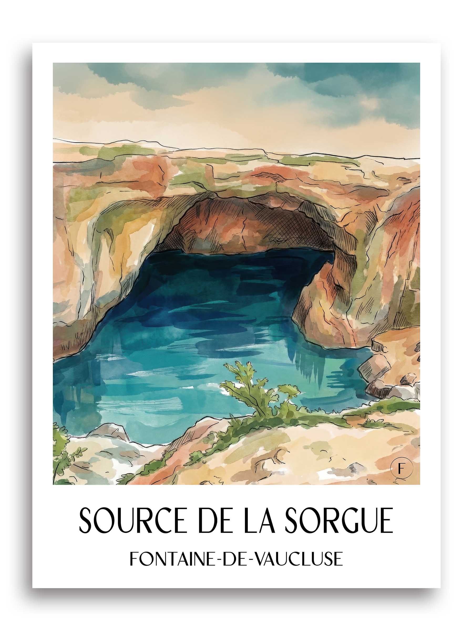 source-de-la-sorgue-fontaine-de-vaucluse-frankreich-poster-aquarell
