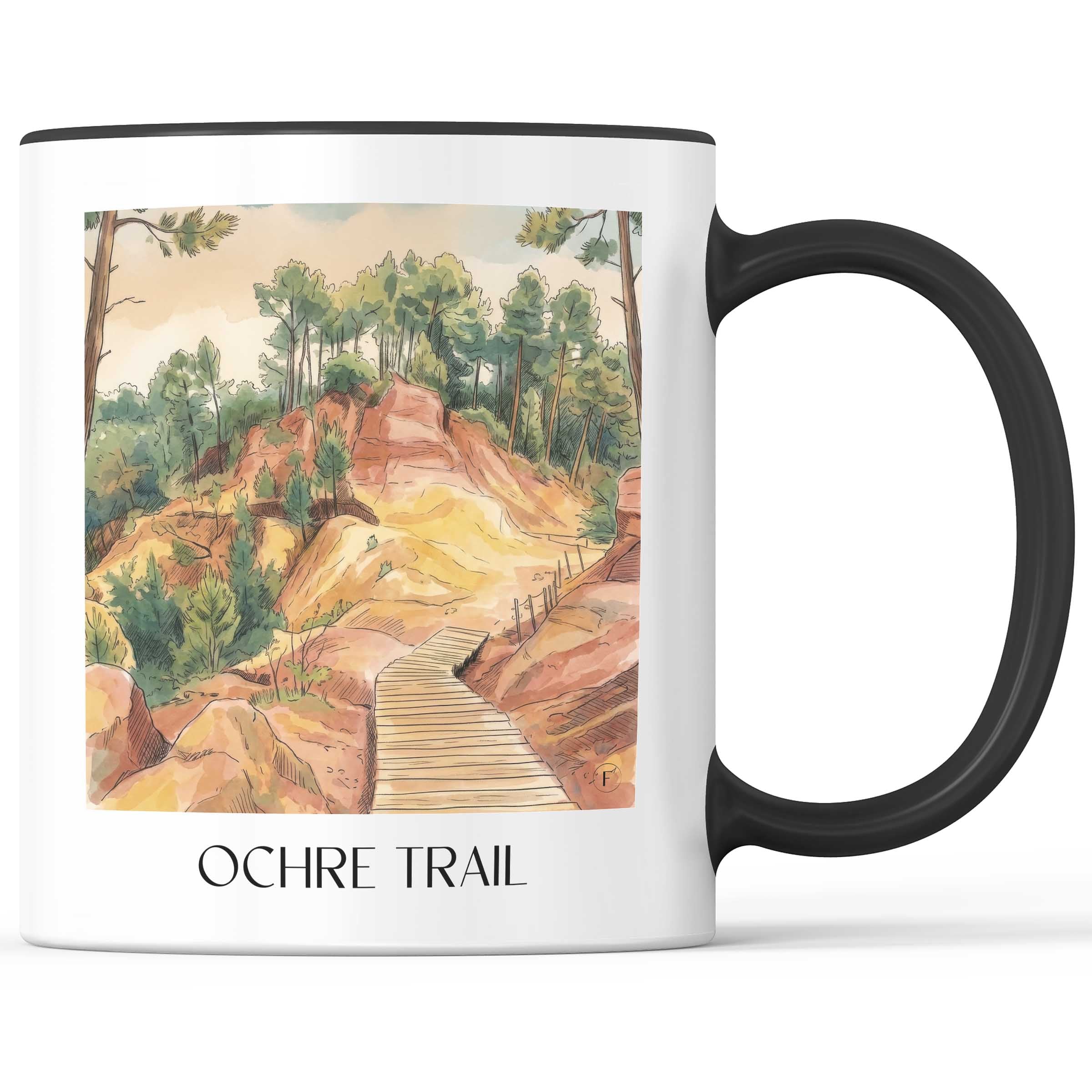 Sentier des Ocres Kaffeebecher - Roussilon - Frankreich Becher - Kaffeetasse im Aquarell Stil