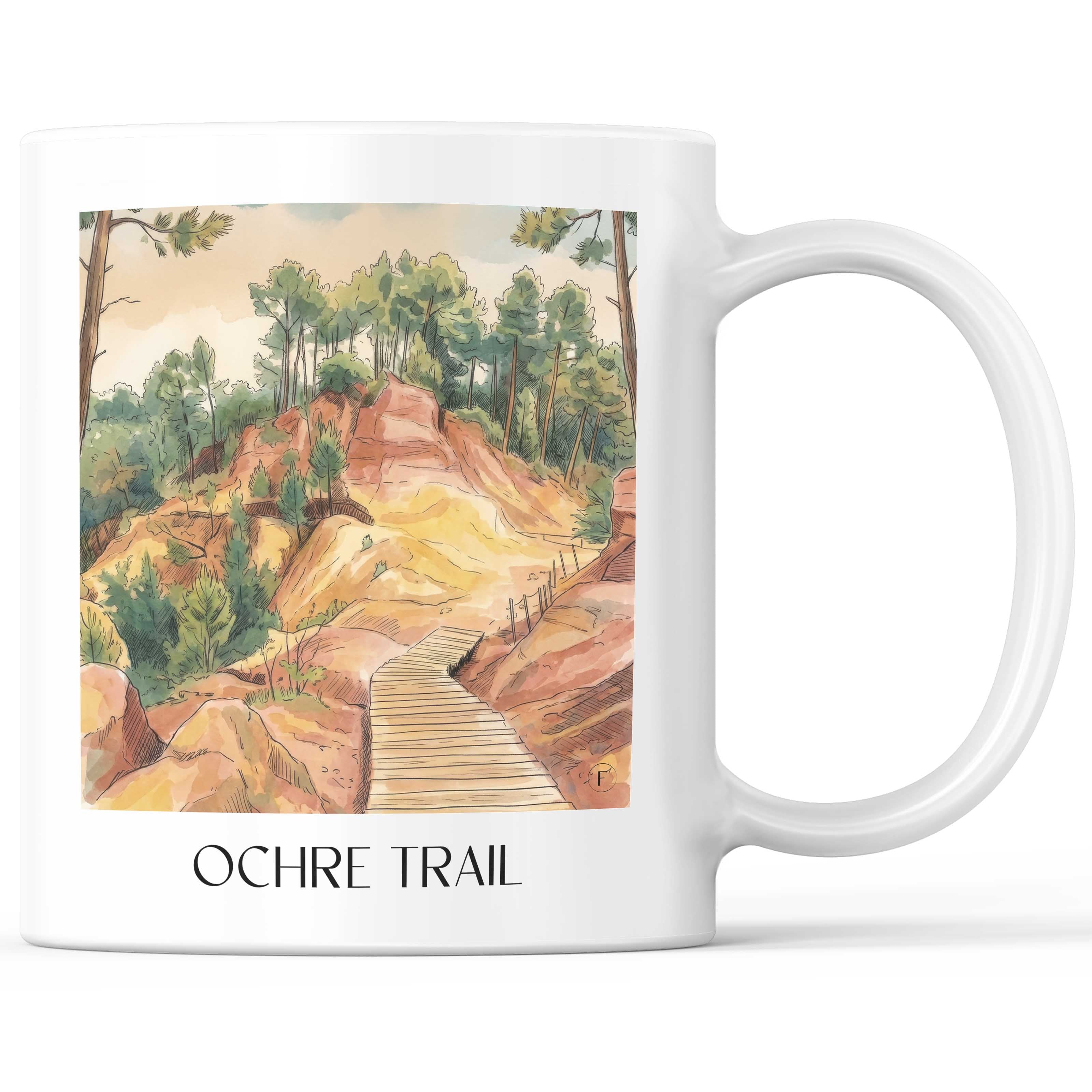 Sentier des Ocres Kaffeebecher - Roussilon - Frankreich Becher - Kaffeetasse im Aquarell Stil
