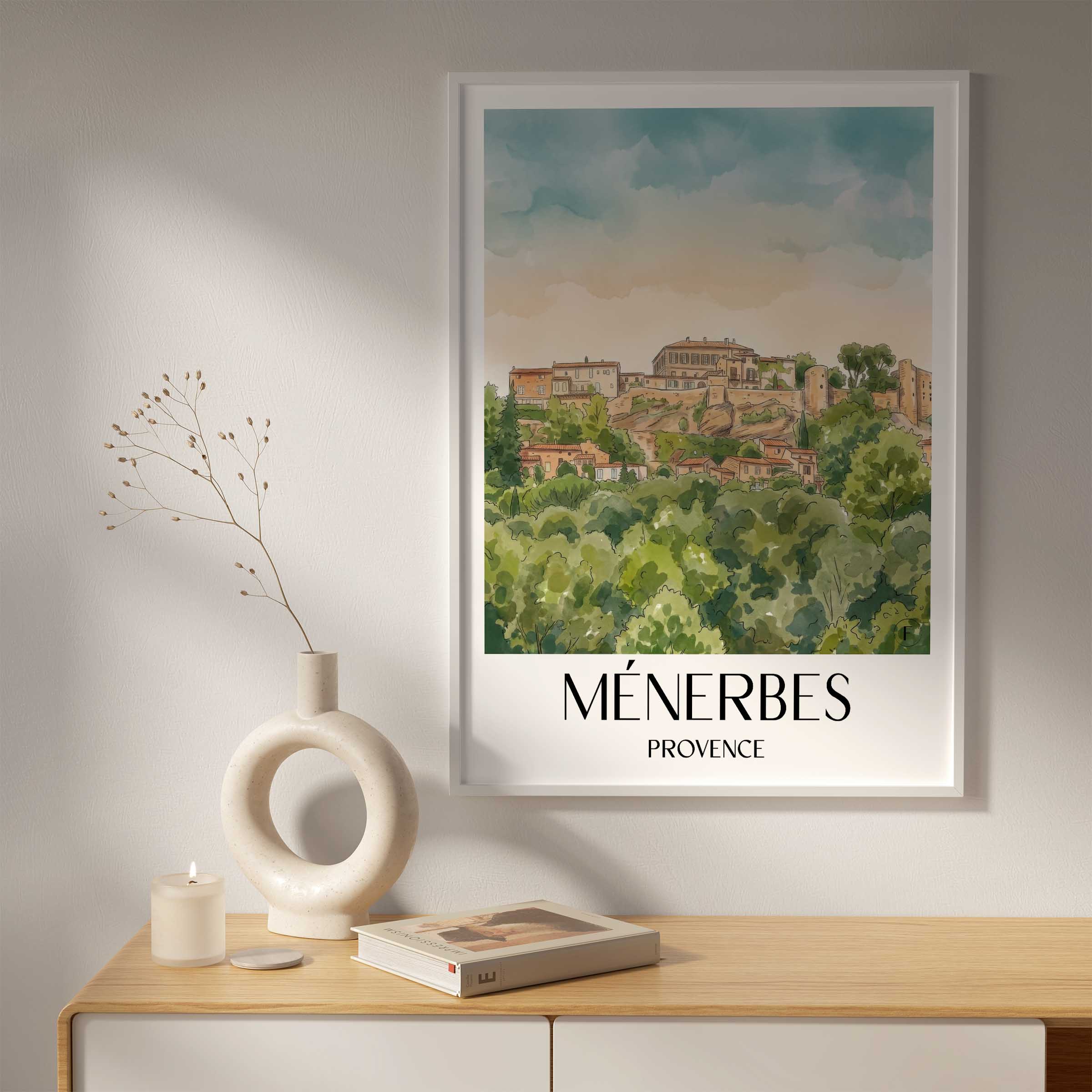 ménerbes-provence-frankreich-poster-aquarell