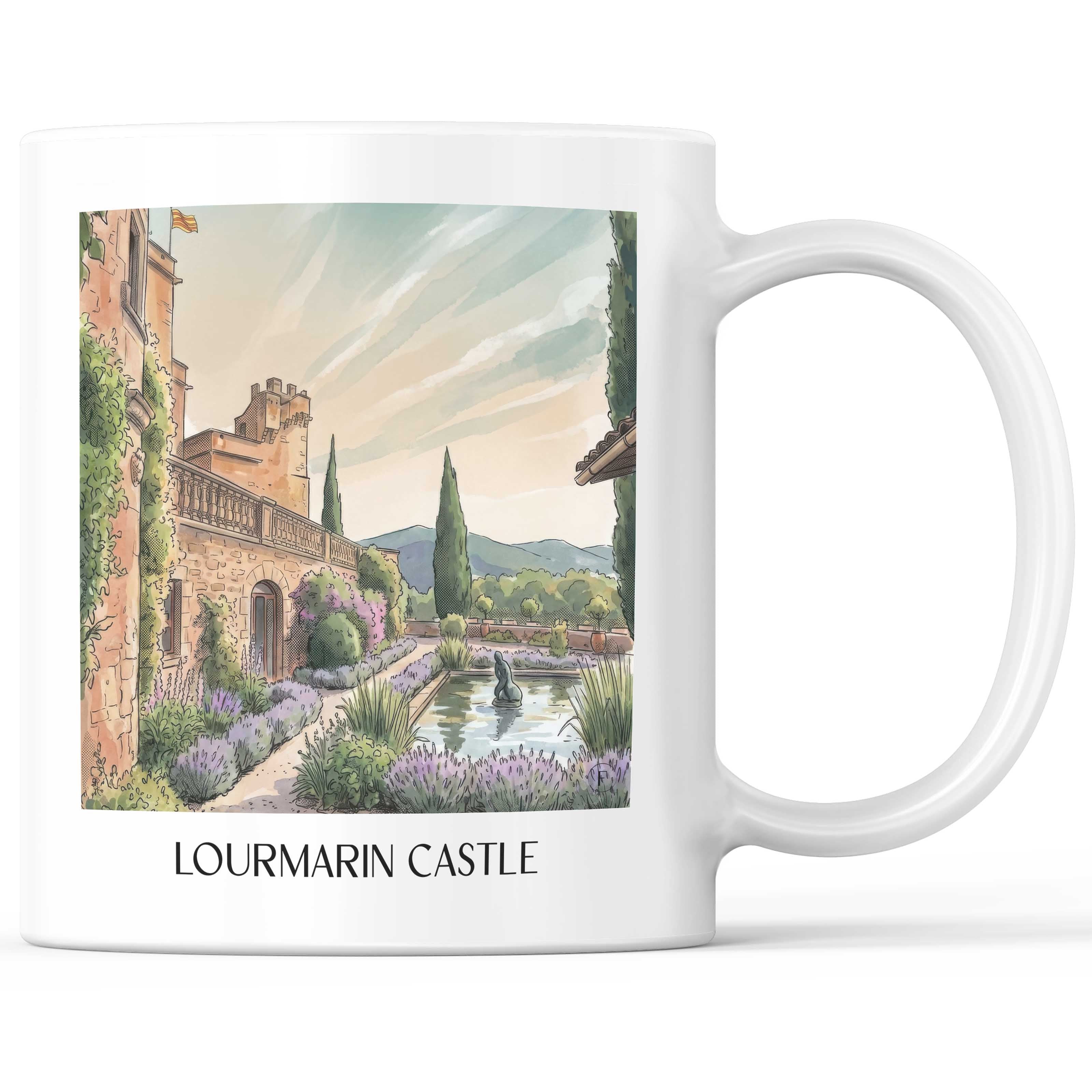 Schloss Lourmarin Kaffeebecher - Provence - Frankreich Becher - Kaffeetasse im Aquarell Stil