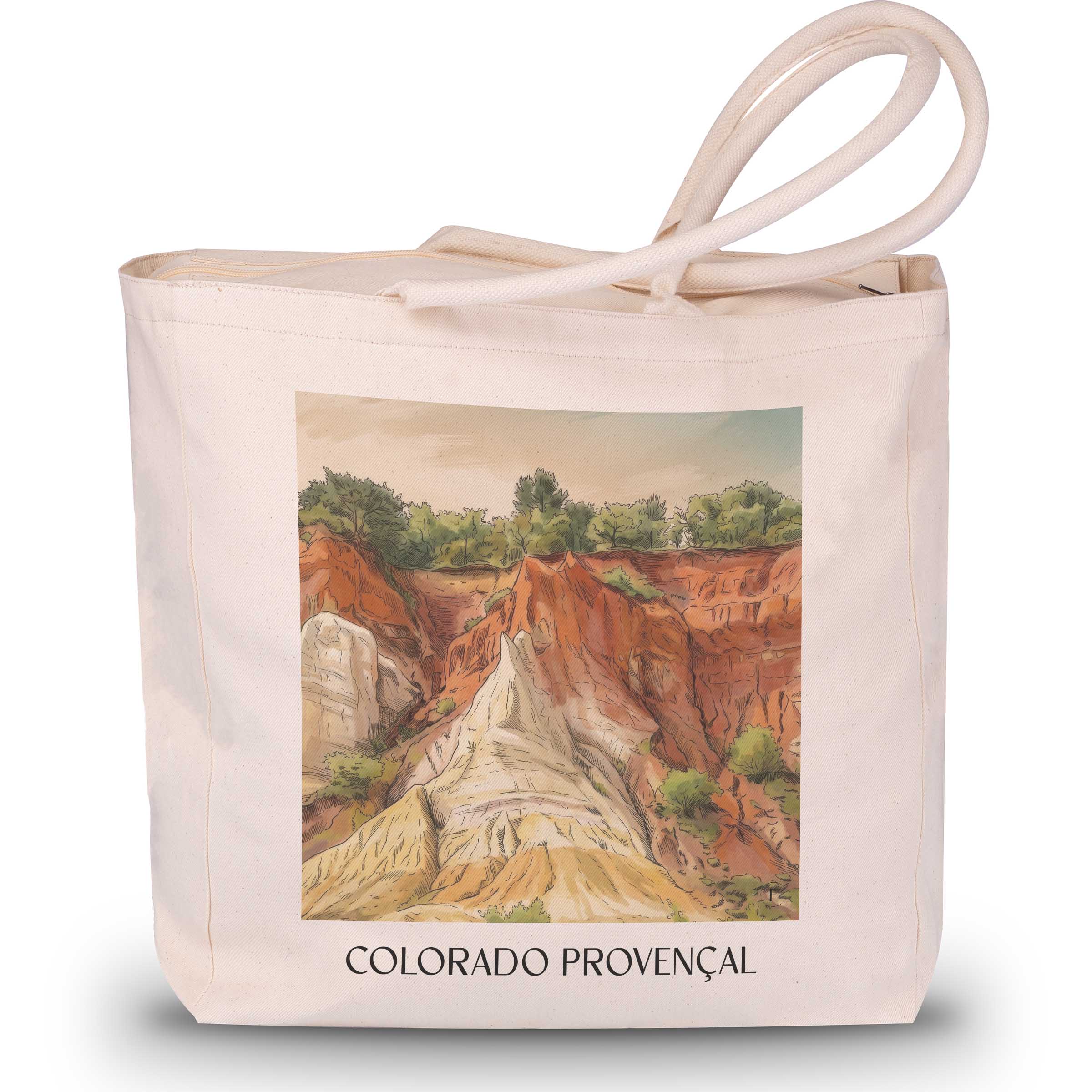 colorado-provençal-rustrel-frankreich-einkaufstasche-aquarell