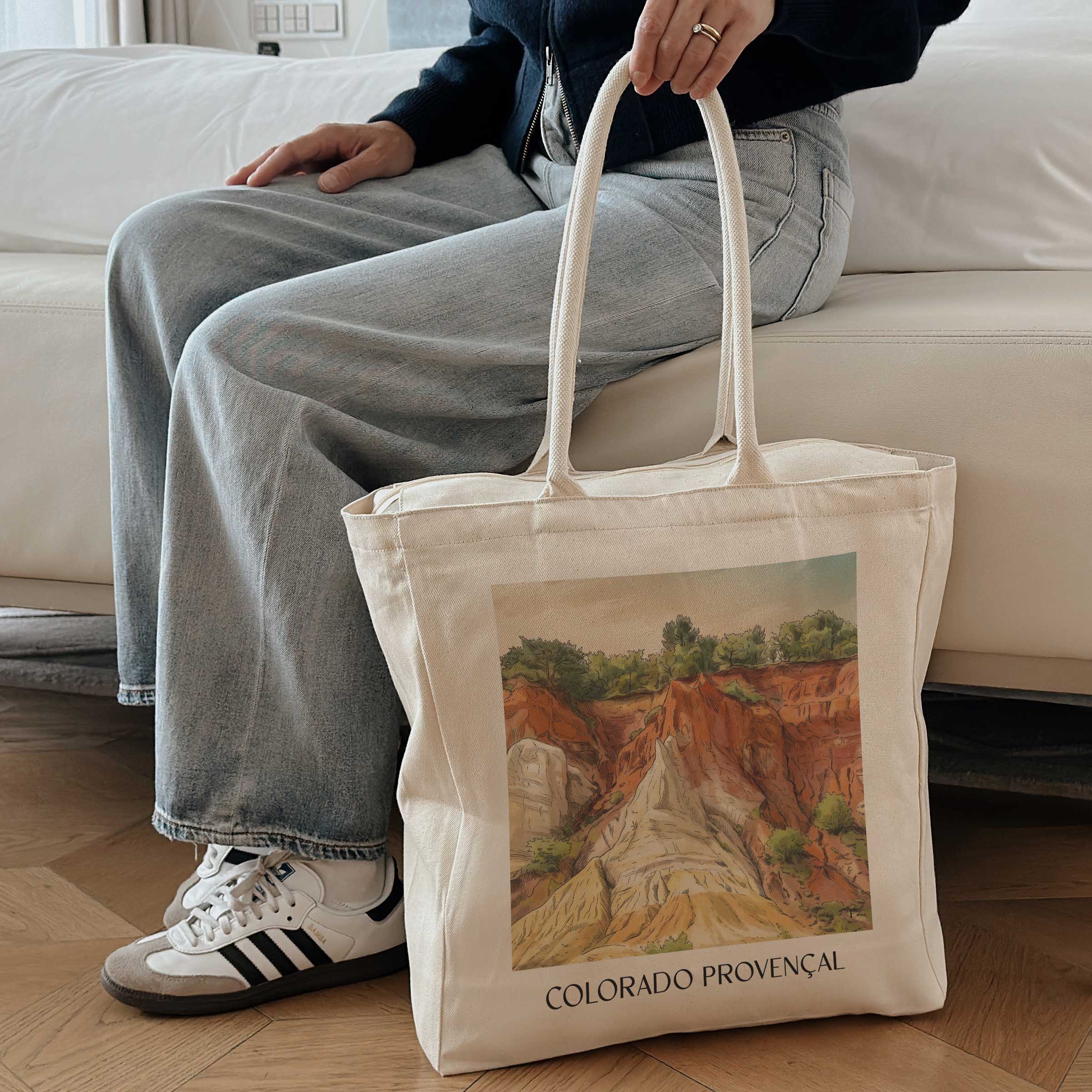 colorado-provençal-rustrel-frankreich-einkaufstasche-aquarell