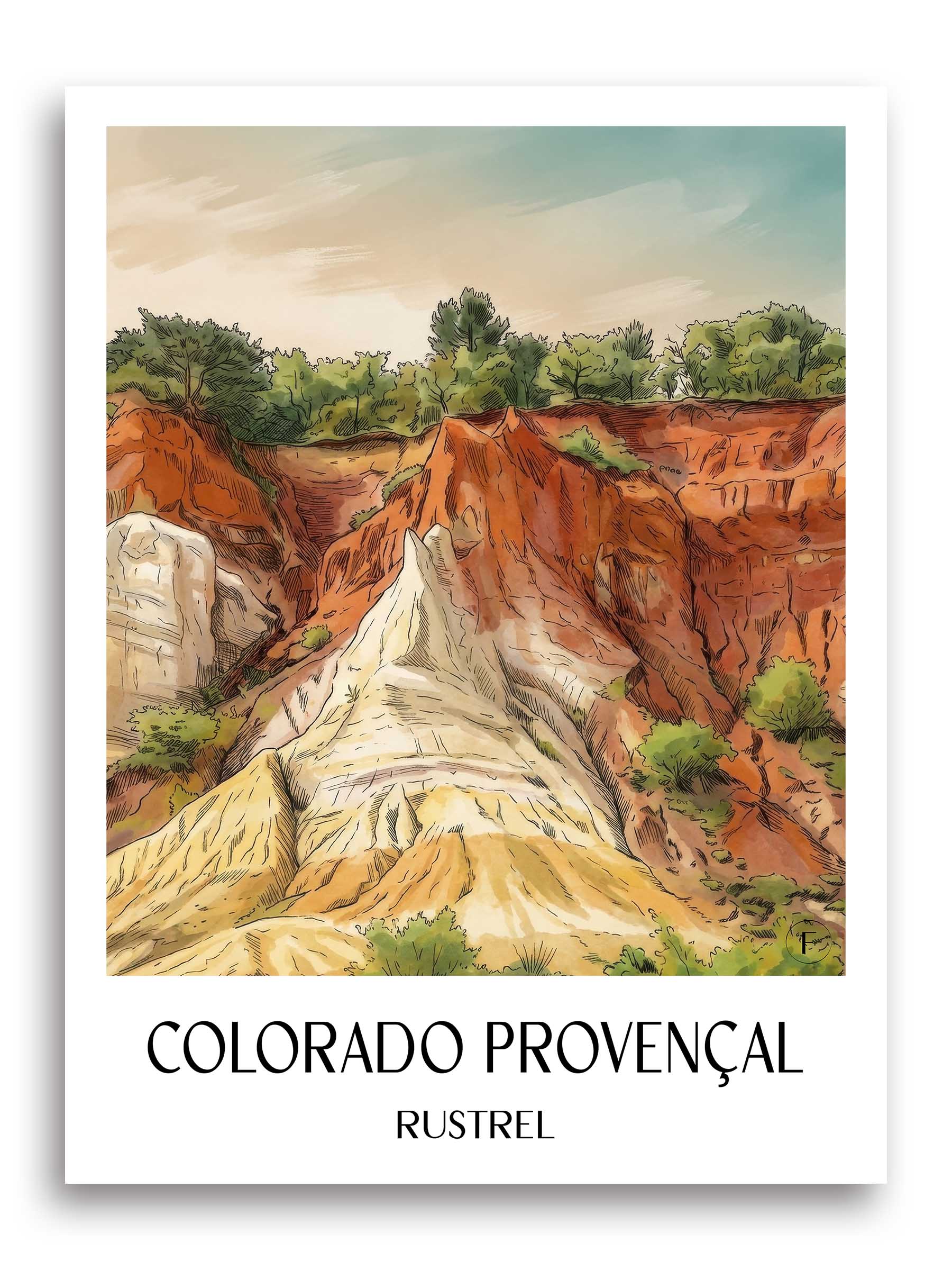 colorado-provençal-rustrel-frankreich-poster-aquarell