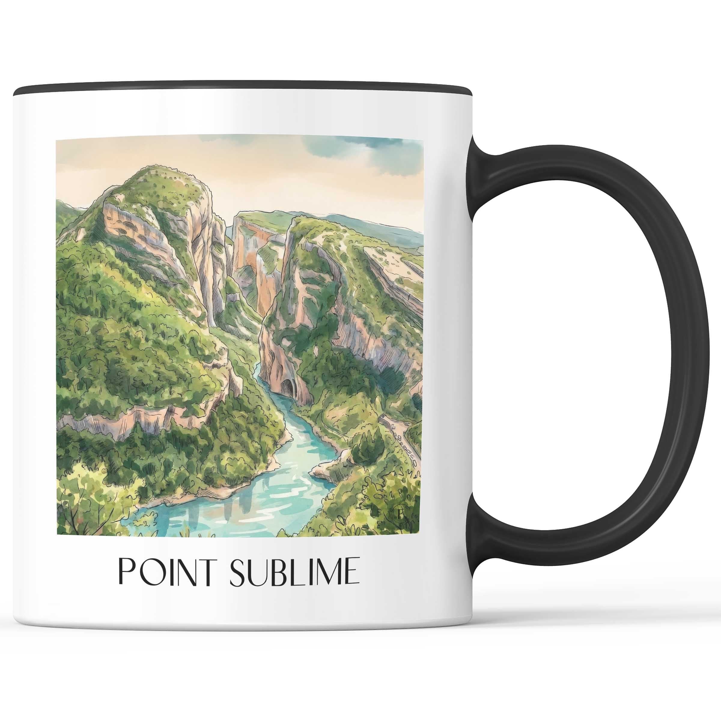 Point Sublime Kaffeebecher - Rougon - Frankreich Becher - Kaffeetasse im Aquarell Stil