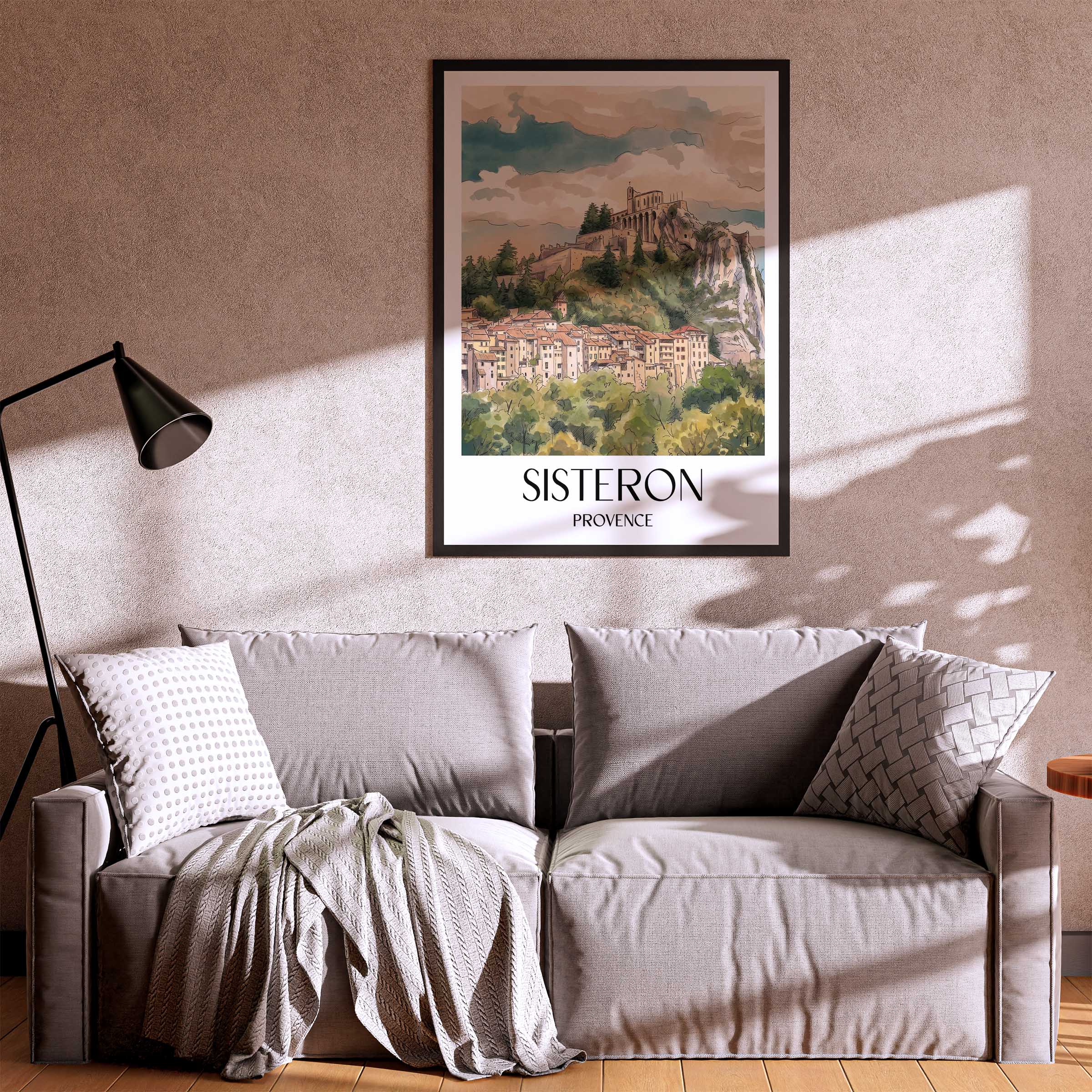 sisteron-provence-frankreich-poster-aquarell