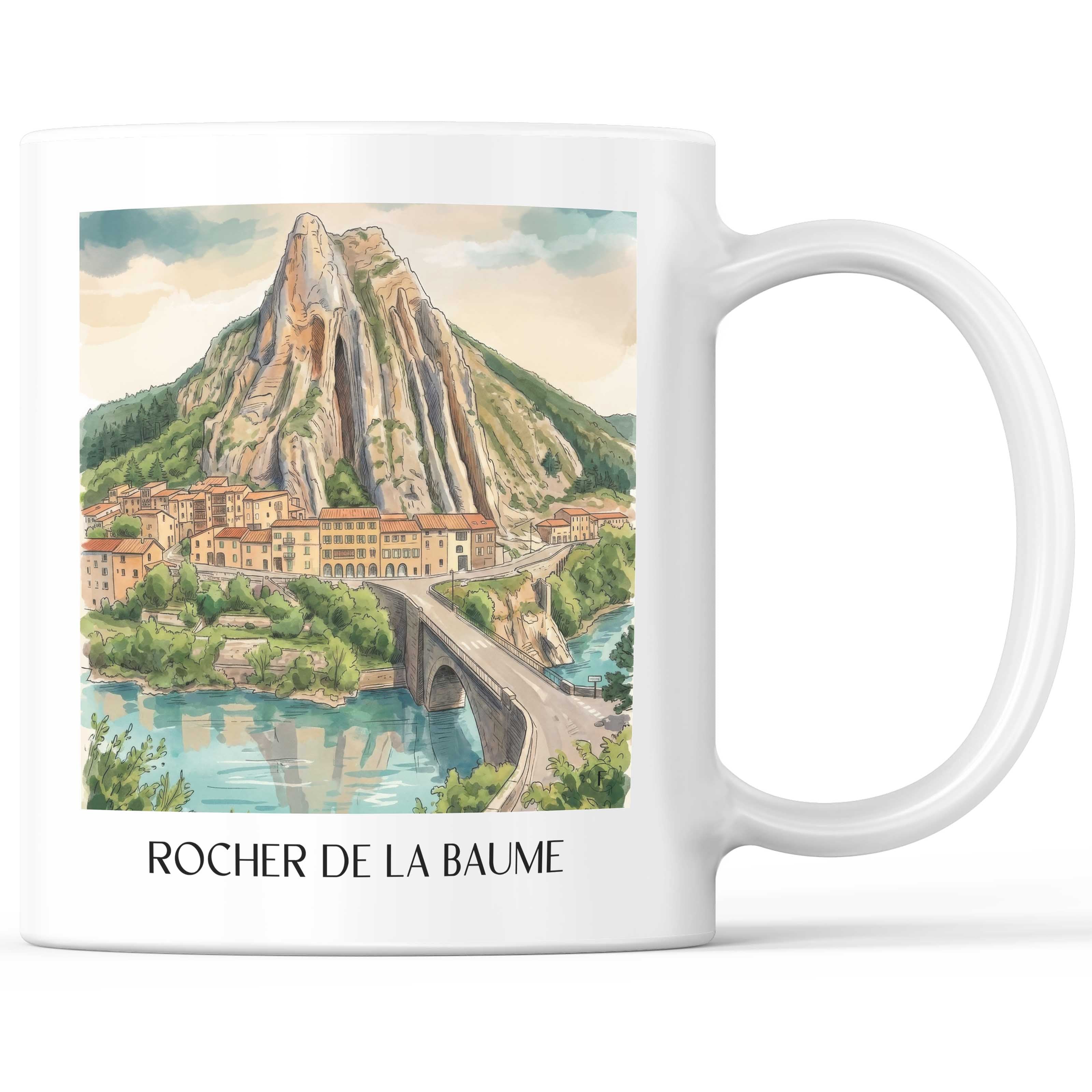 Rocher de la Baume Kaffeebecher - Sisteron - Frankreich Becher - Kaffeetasse im Aquarell Stil