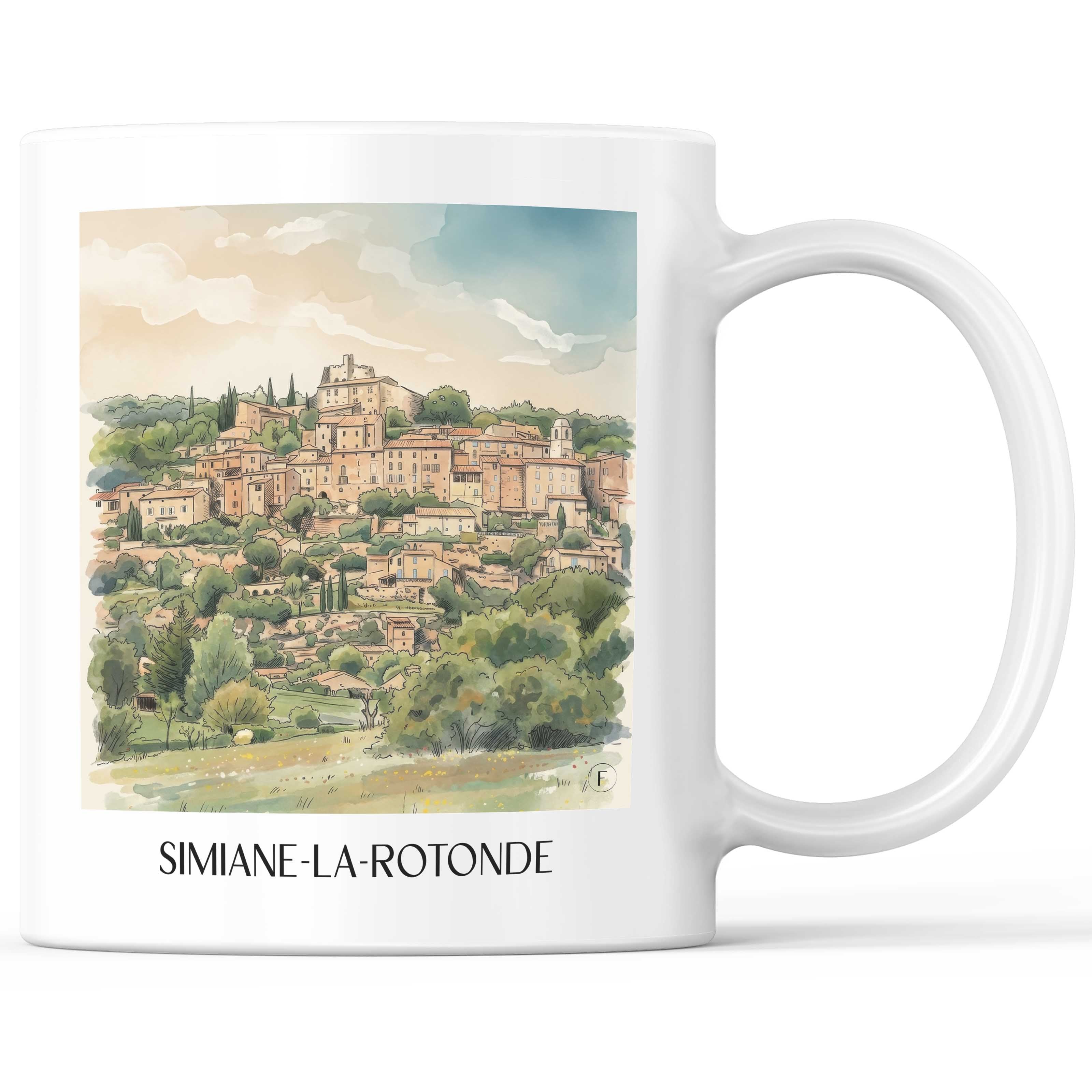 simiane-la-rotonde-provence-frankreich-kaffeebecher-aquarell