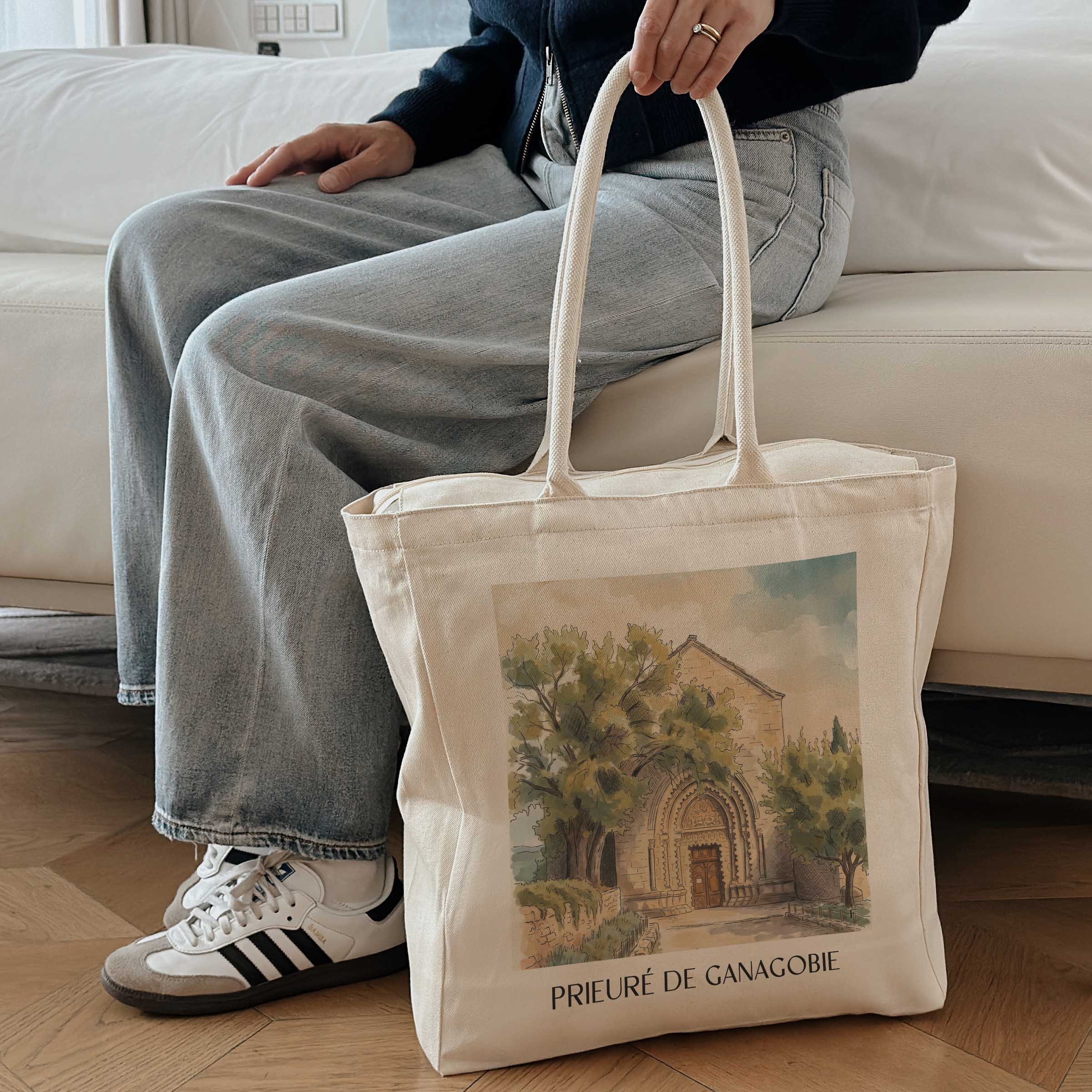 prieuré-de-ganagobie-provence-frankreich-einkaufstasche-aquarell