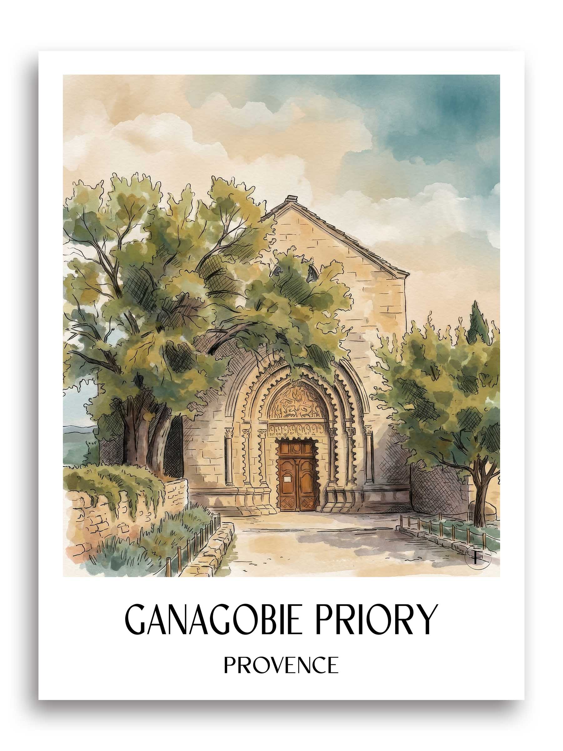 Prieuré de Ganagobie Poster - Provence - Frankreich Kunstdruck - Aquarell von A4 bis A1