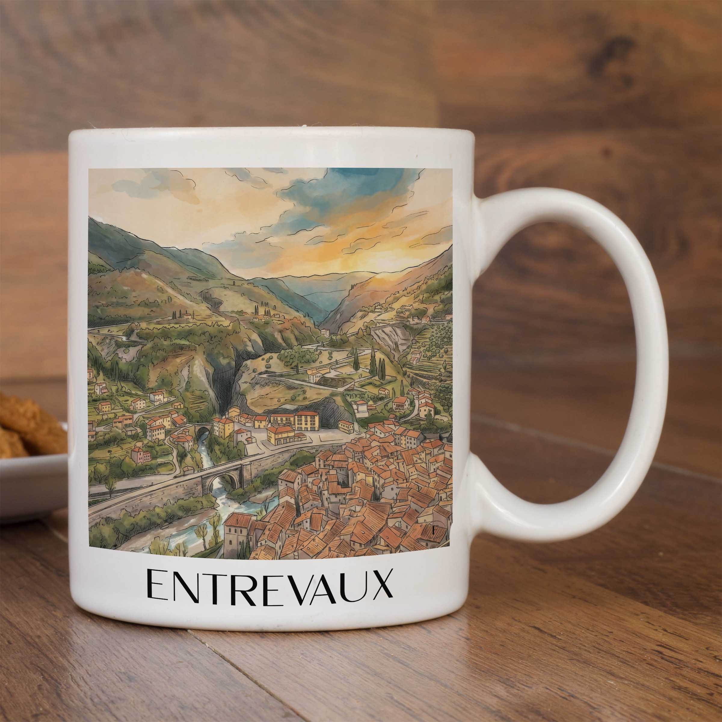 entrevaux-vallée-du-var-frankreich-kaffeebecher-aquarell