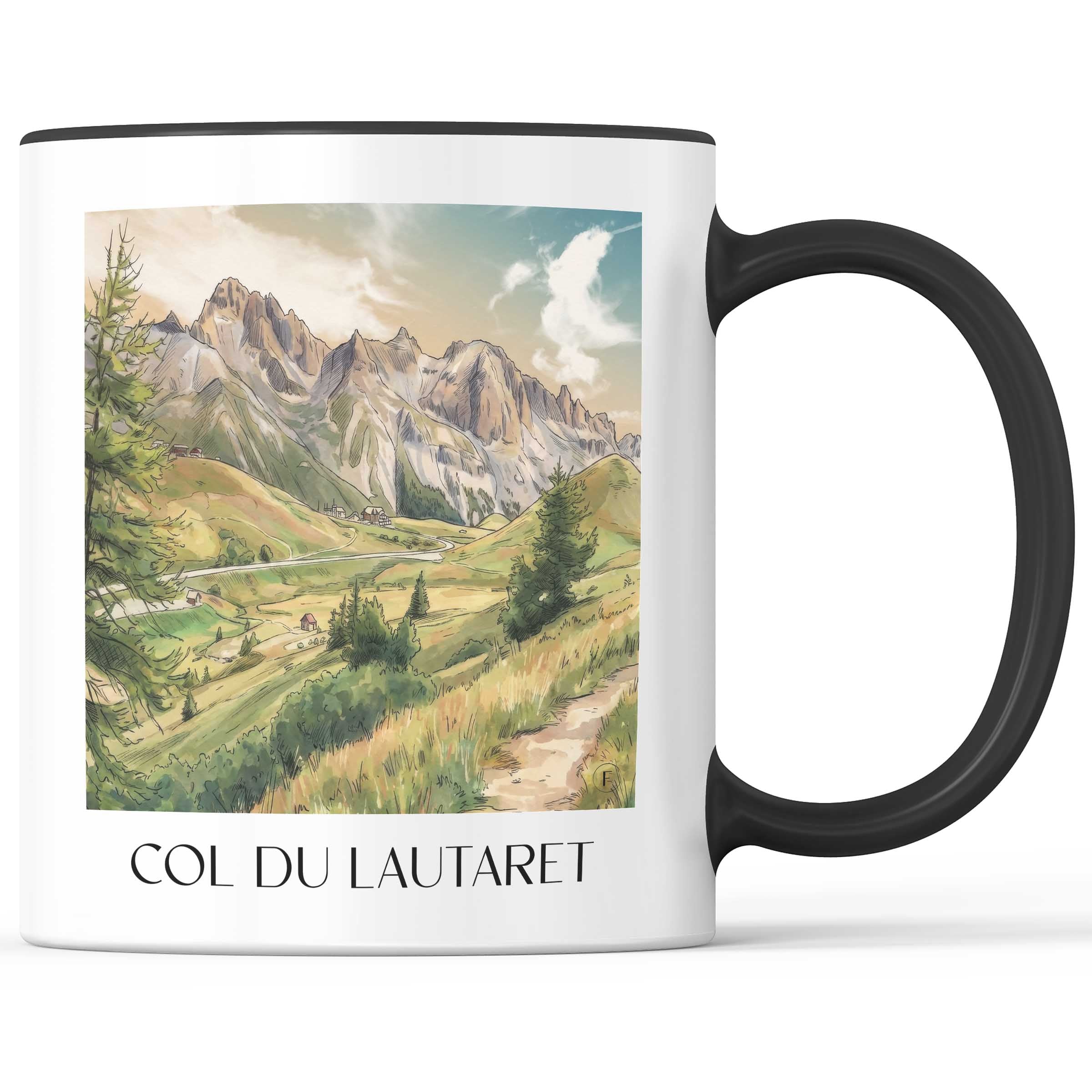 Col du Lautaret Kaffeebecher - Alpes du Sud - Frankreich Becher - Kaffeetasse im Aquarell Stil