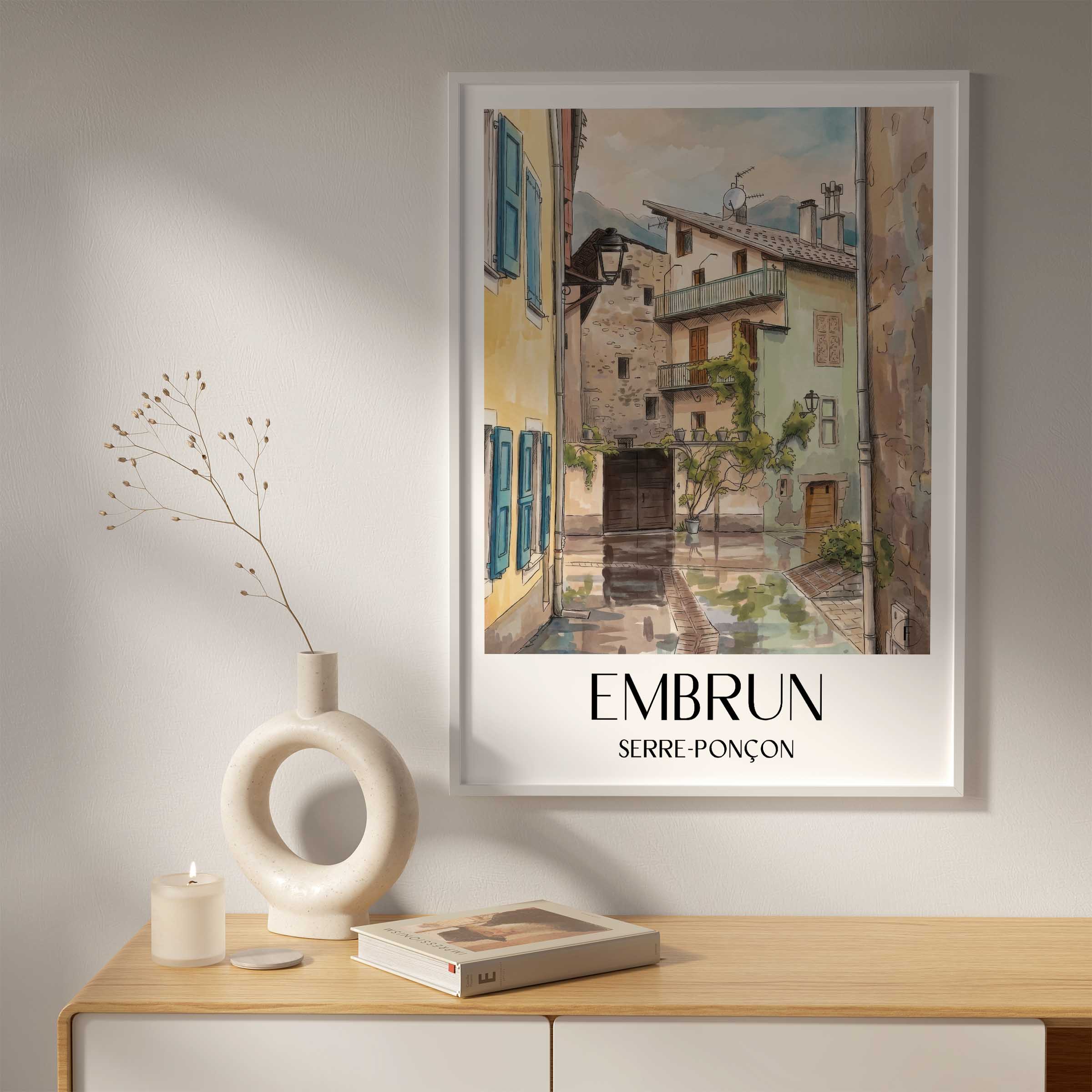 embrun-serre-ponçon-frankreich-poster-aquarell