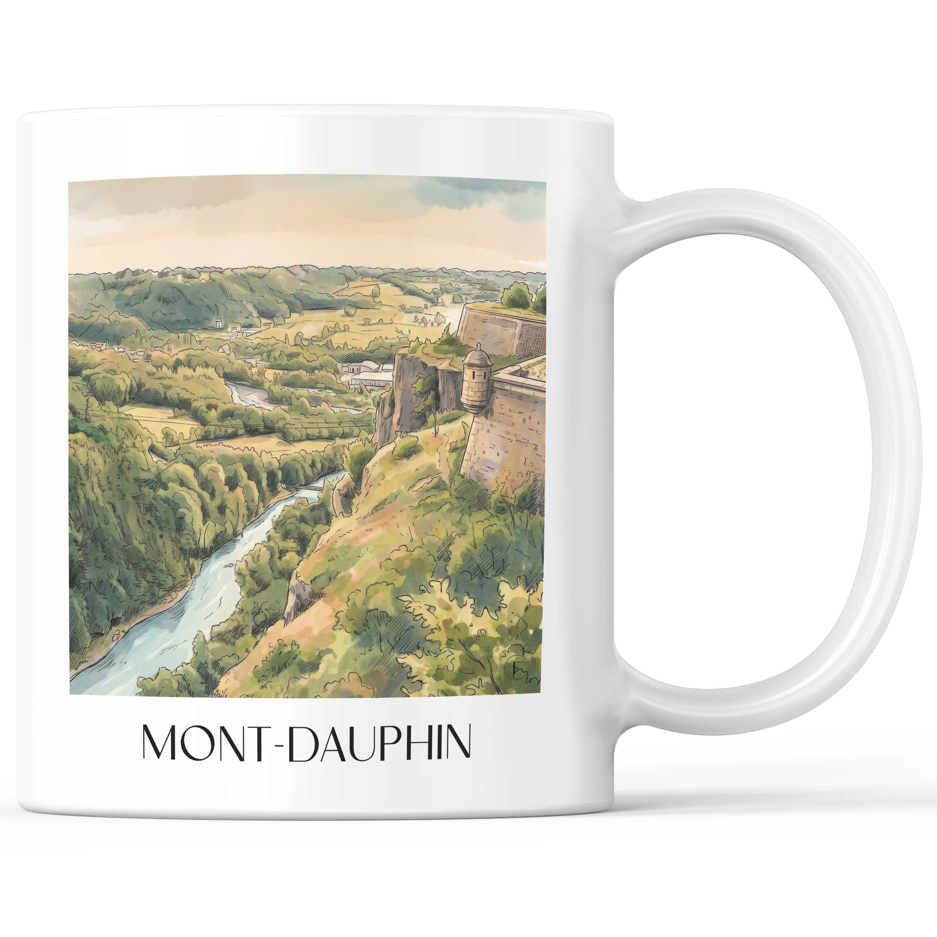 Mont-Dauphin Kaffeebecher - Guillestre - Frankreich Becher - Kaffeetasse im Aquarell Stil