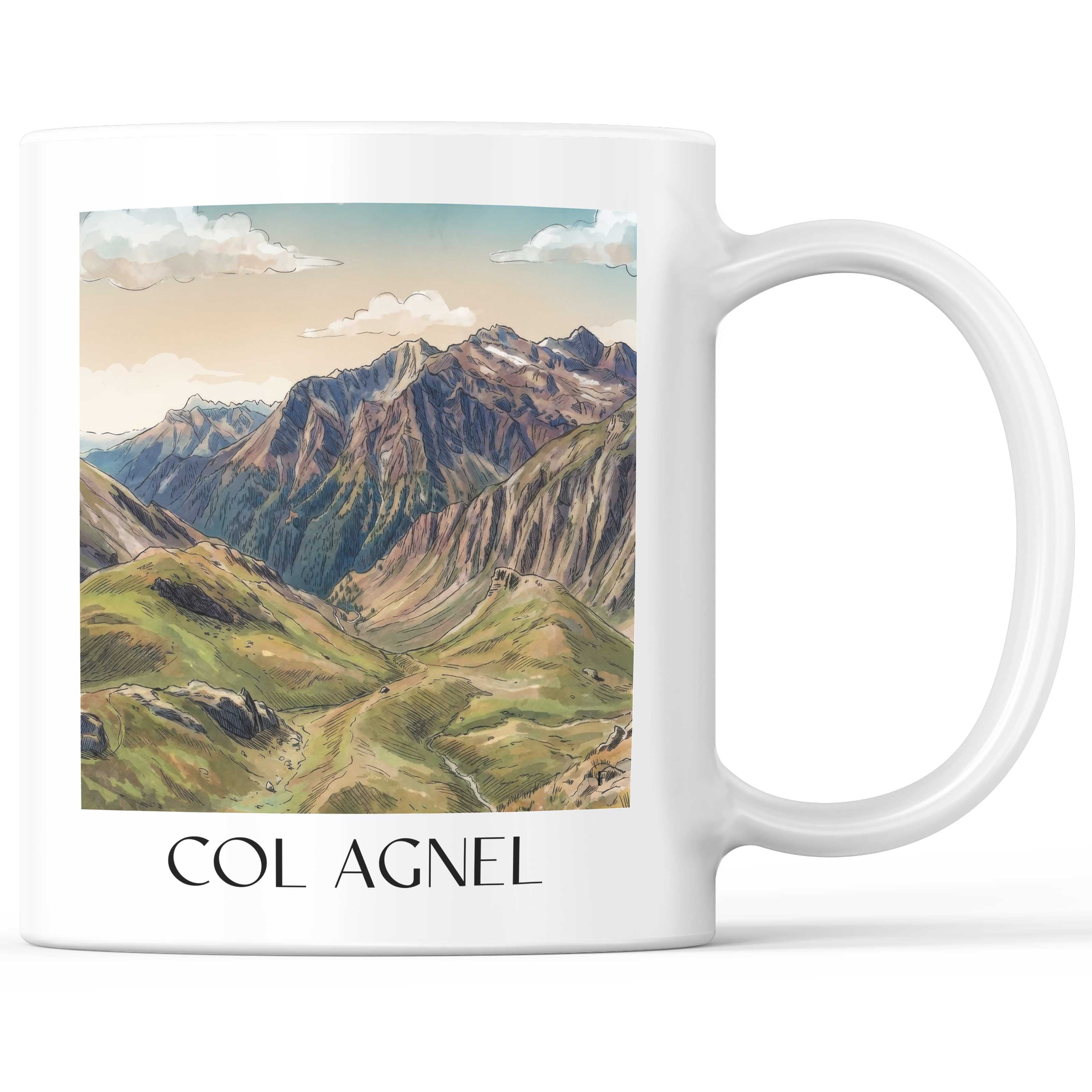 Col Agnel Kaffeebecher - Molines-en-Queyras - Frankreich Becher - Kaffeetasse im Aquarell Stil