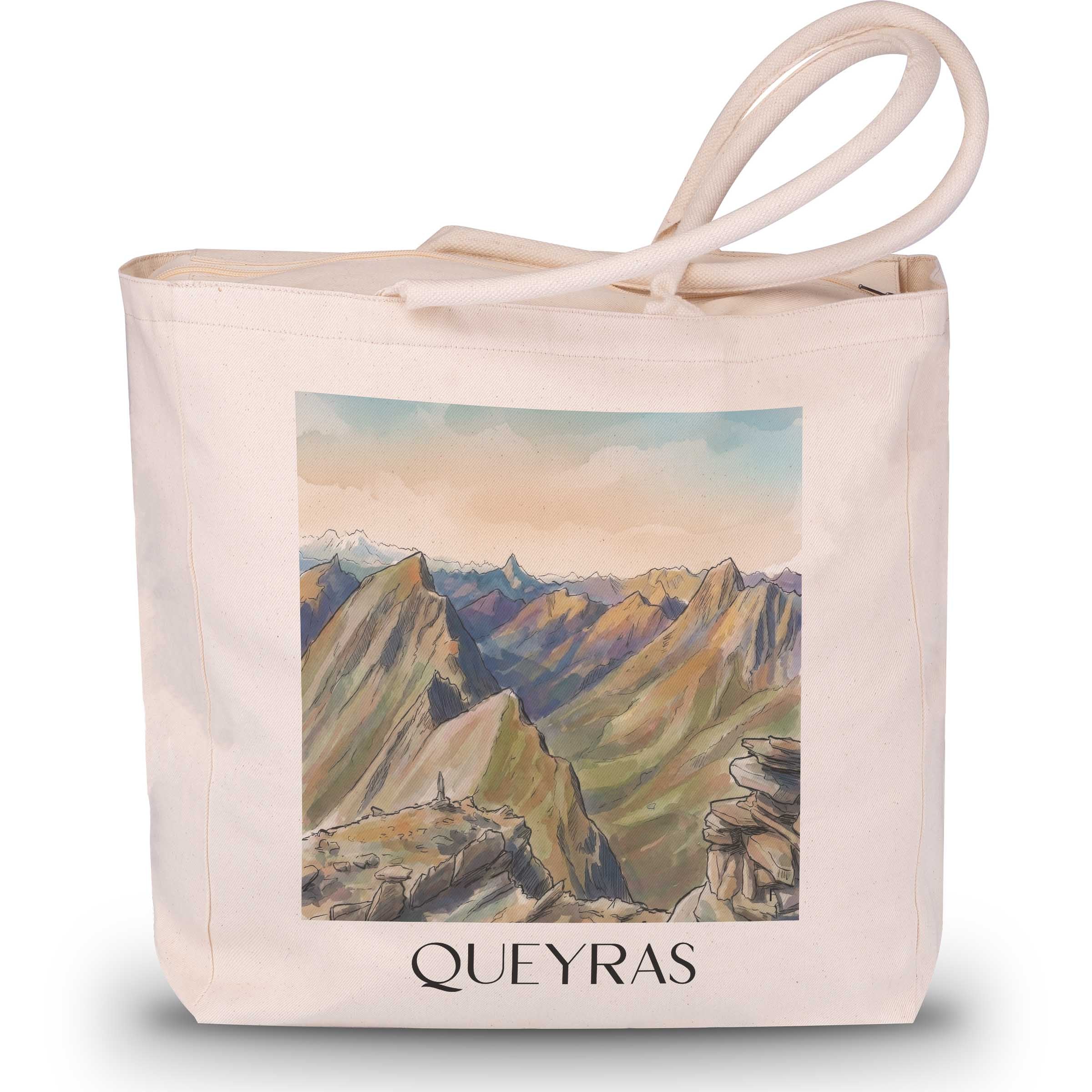 Queyras Shopping Tasche - Hautes-Alpes - Frankreich Tote Bag - Einkaufstasche im Aquarell Stil