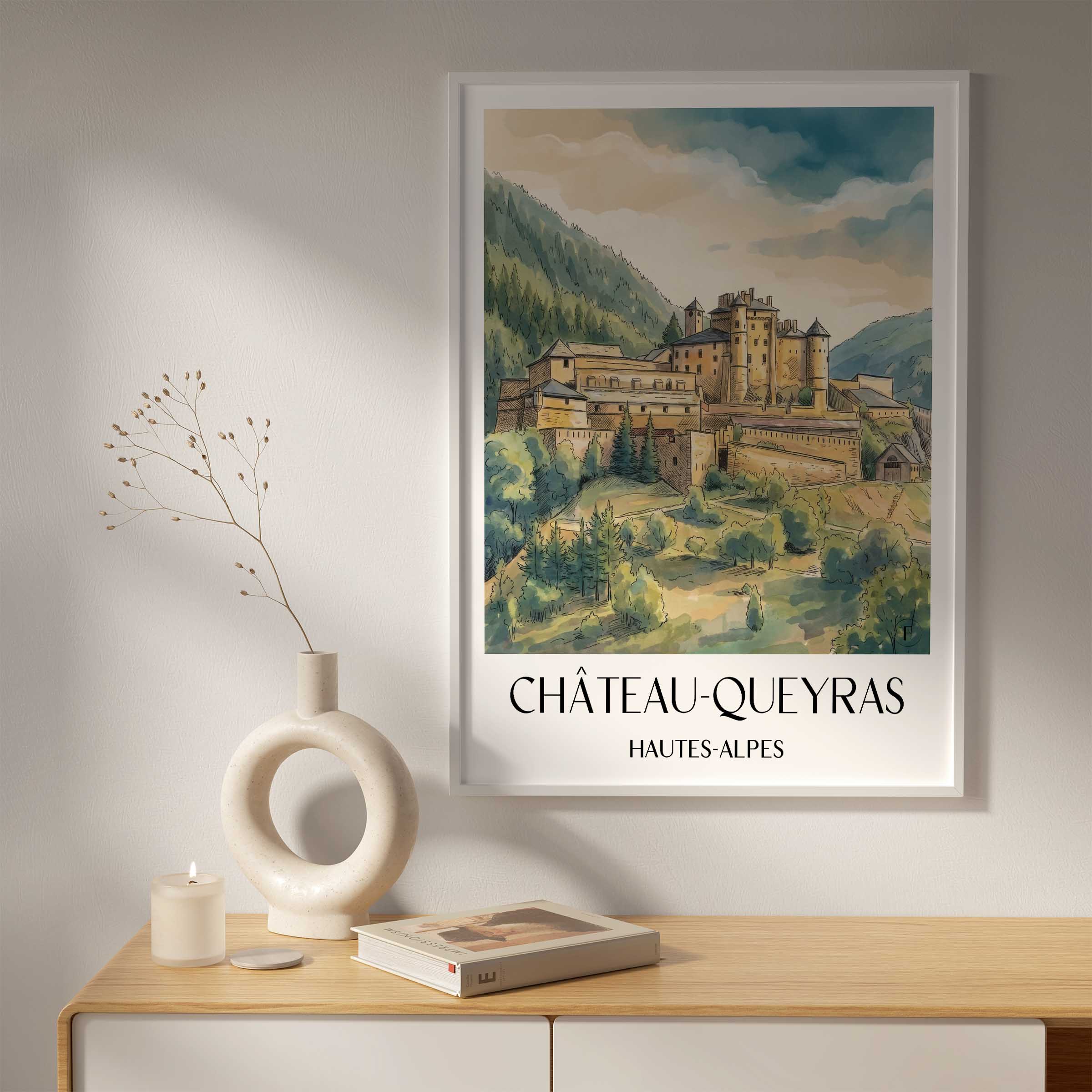 château-queyras-hautes-alpes-frankreich-poster-aquarell