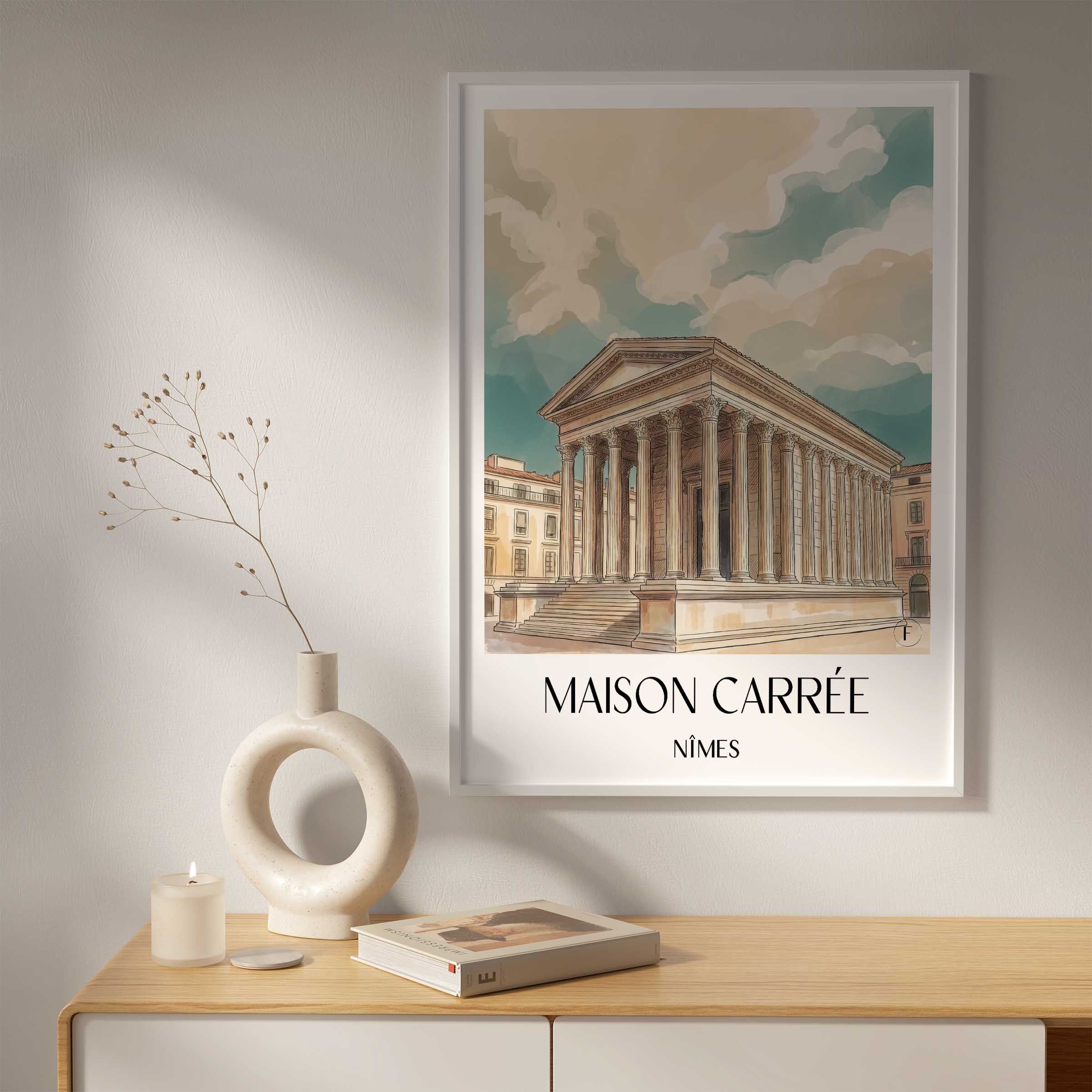 maison-carrée-nîmes-frankreich-poster-aquarell