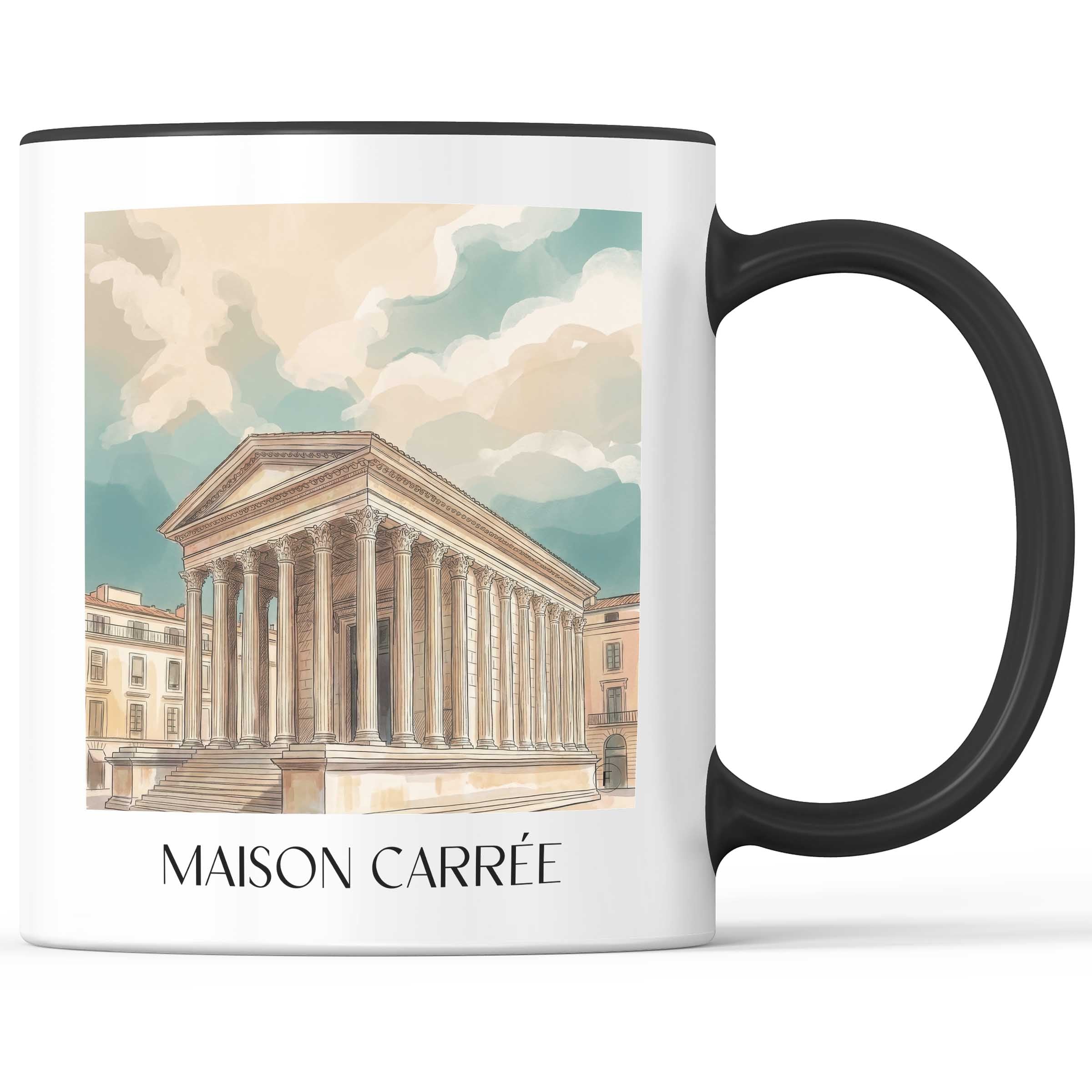 Maison Carrée Kaffeebecher - Nîmes - Frankreich Becher - Kaffeetasse im Aquarell Stil