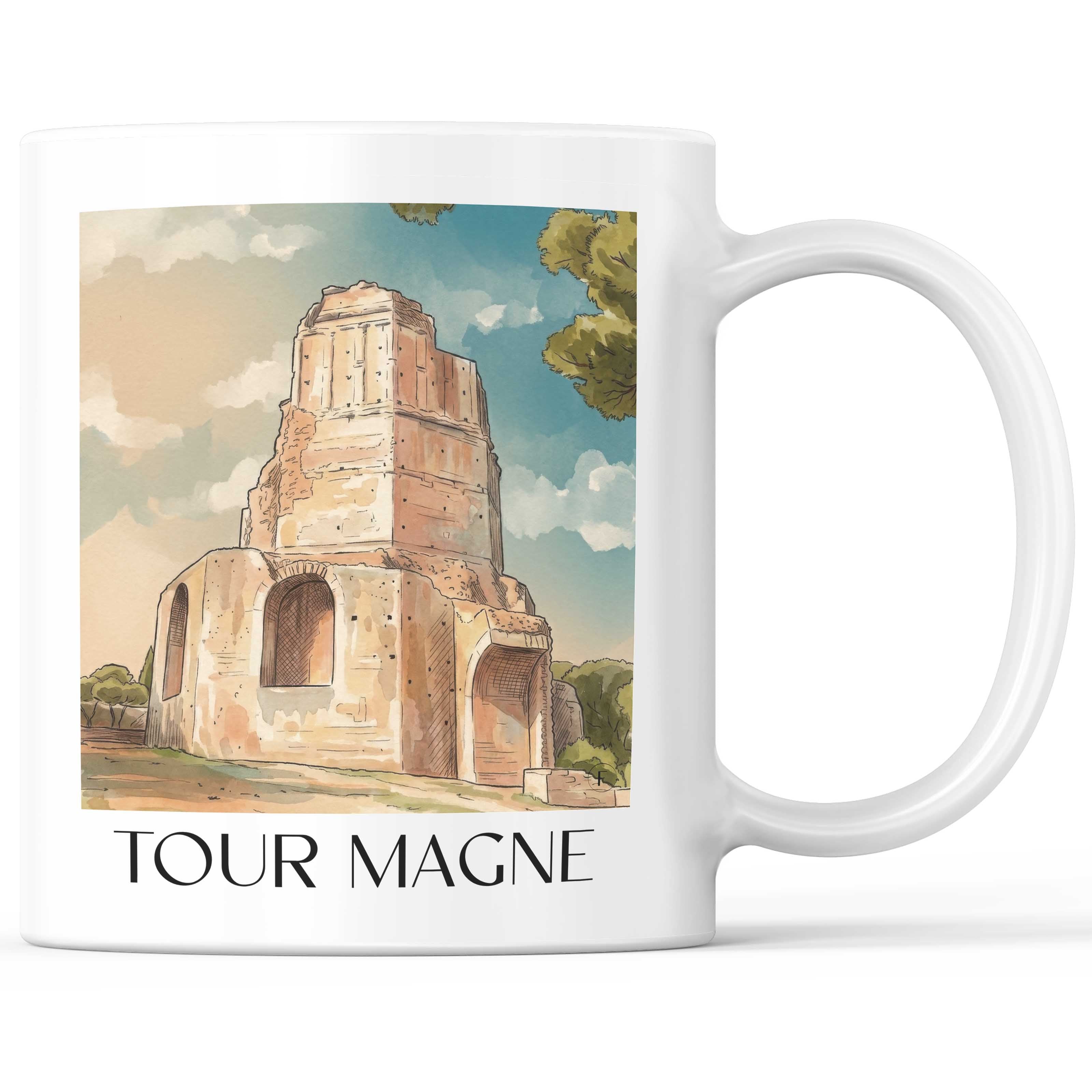 tour-magne-nîmes-frankreich-kaffeebecher-aquarell