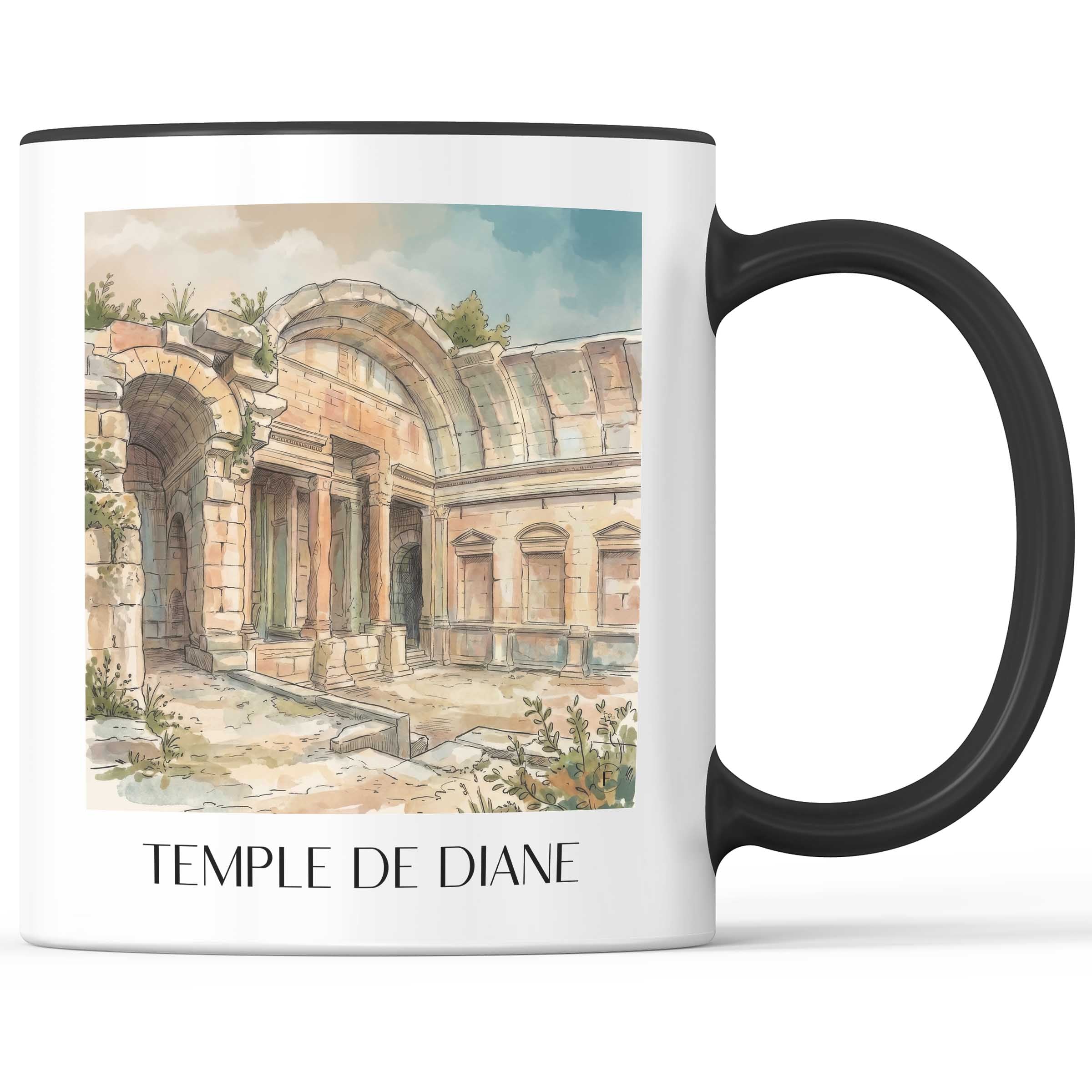 temple-de-diane-nîmes-frankreich-kaffeebecher-aquarell