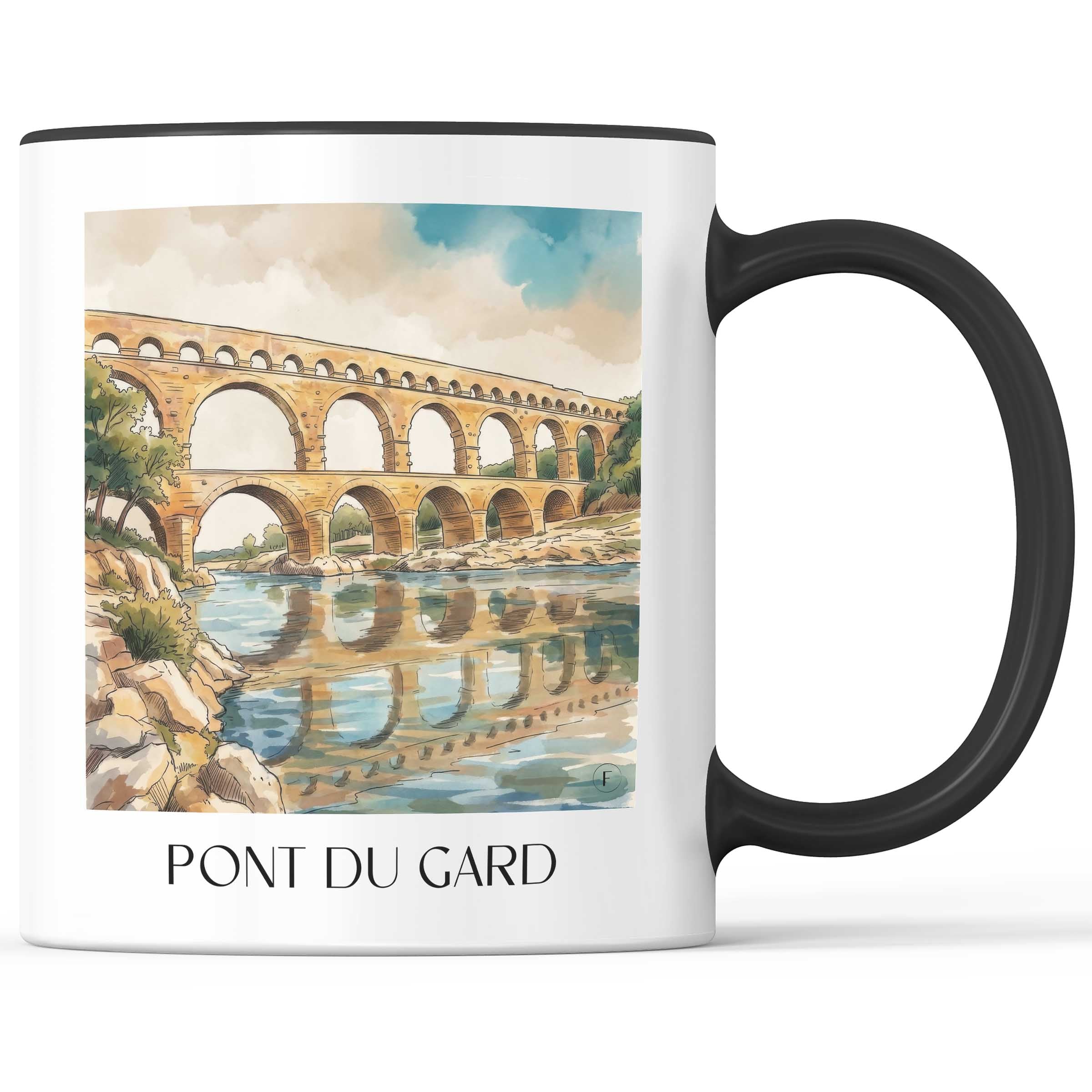 Pont du Gard Kaffeebecher - Nîmes - Frankreich Becher - Kaffeetasse im Aquarell Stil