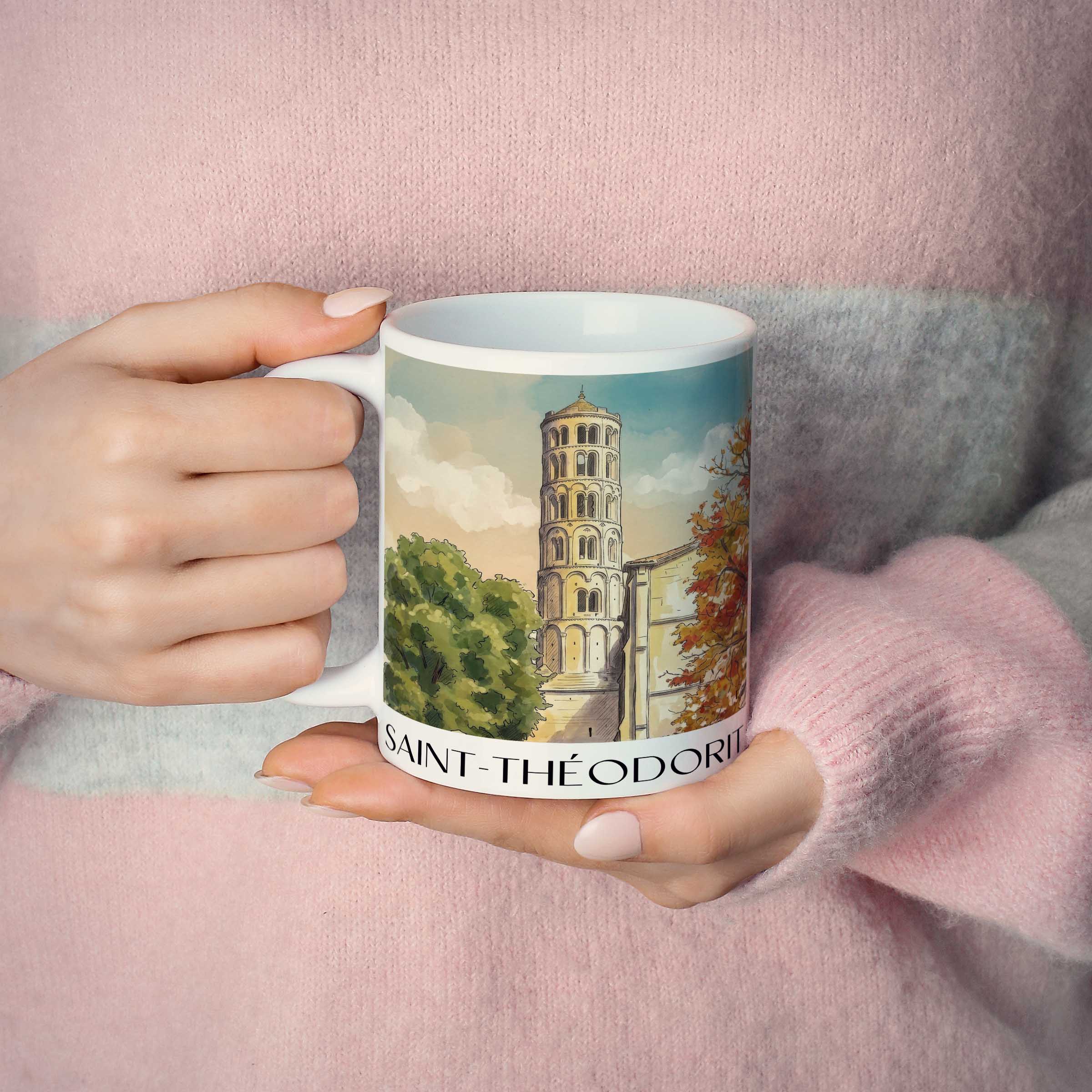 saint-théodorit-uzès-frankreich-kaffeebecher-aquarell