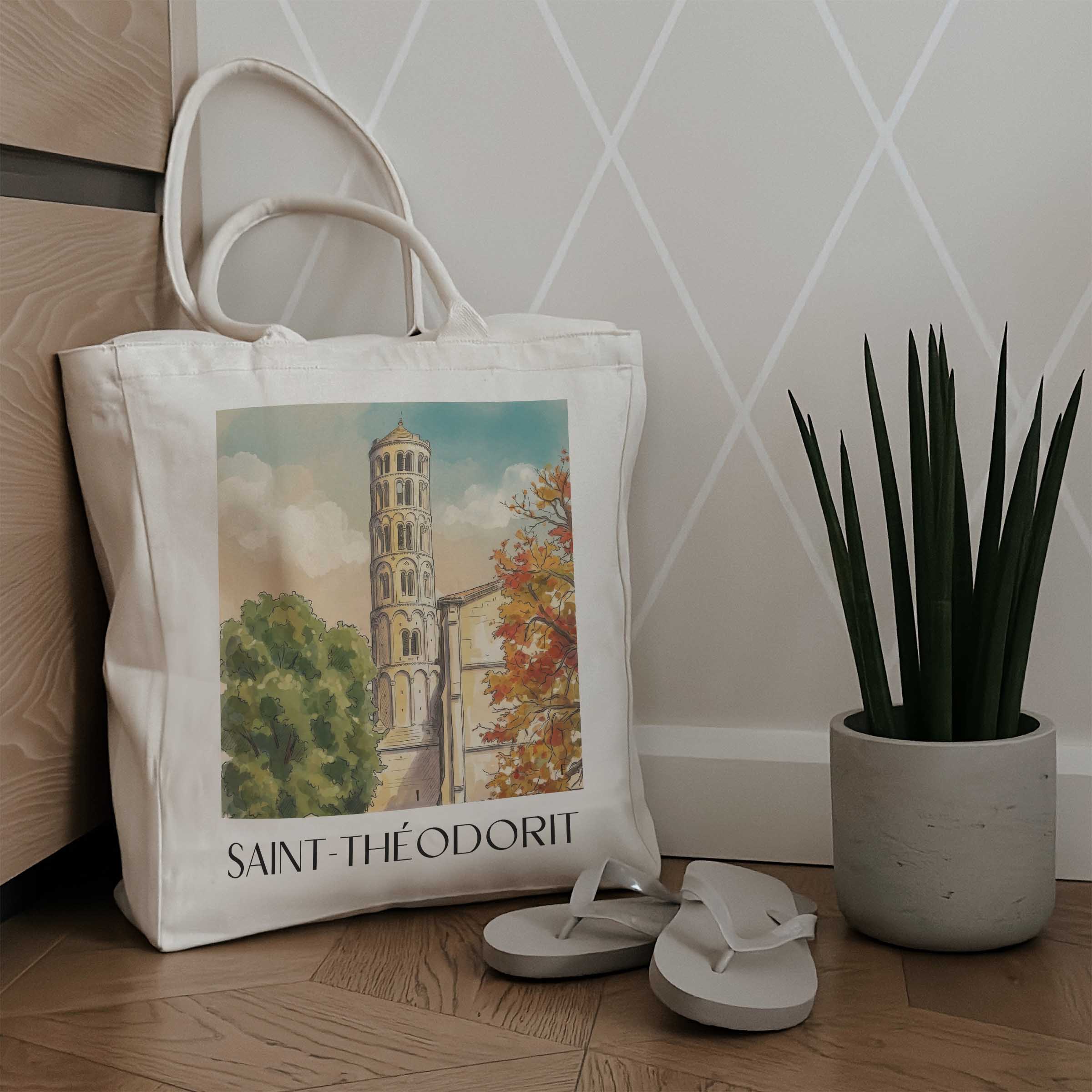 saint-théodorit-uzès-frankreich-einkaufstasche-aquarell