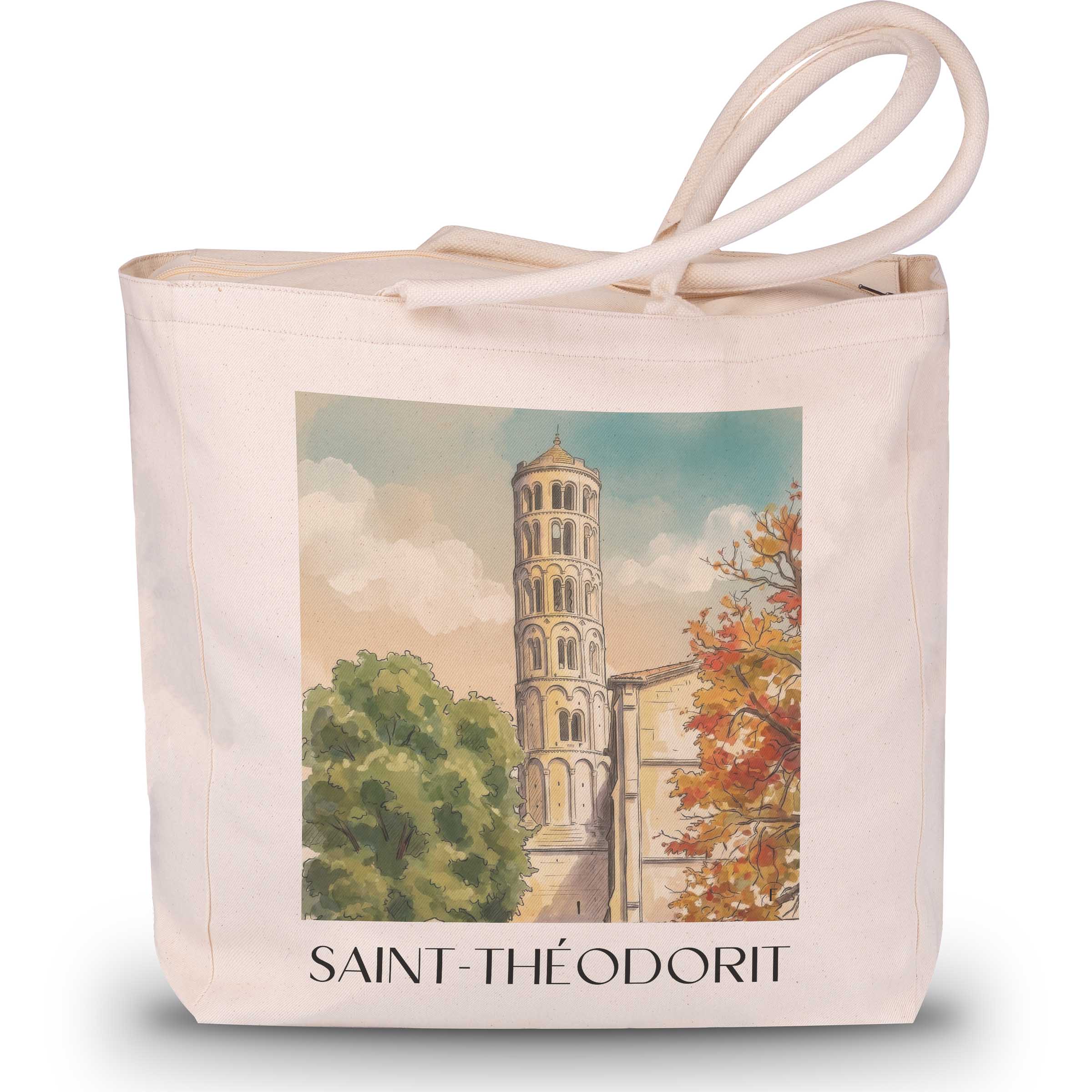 Saint-Théodorit Shopping Tasche - Uzès - Frankreich Tote Bag - Einkaufstasche im Aquarell Stil