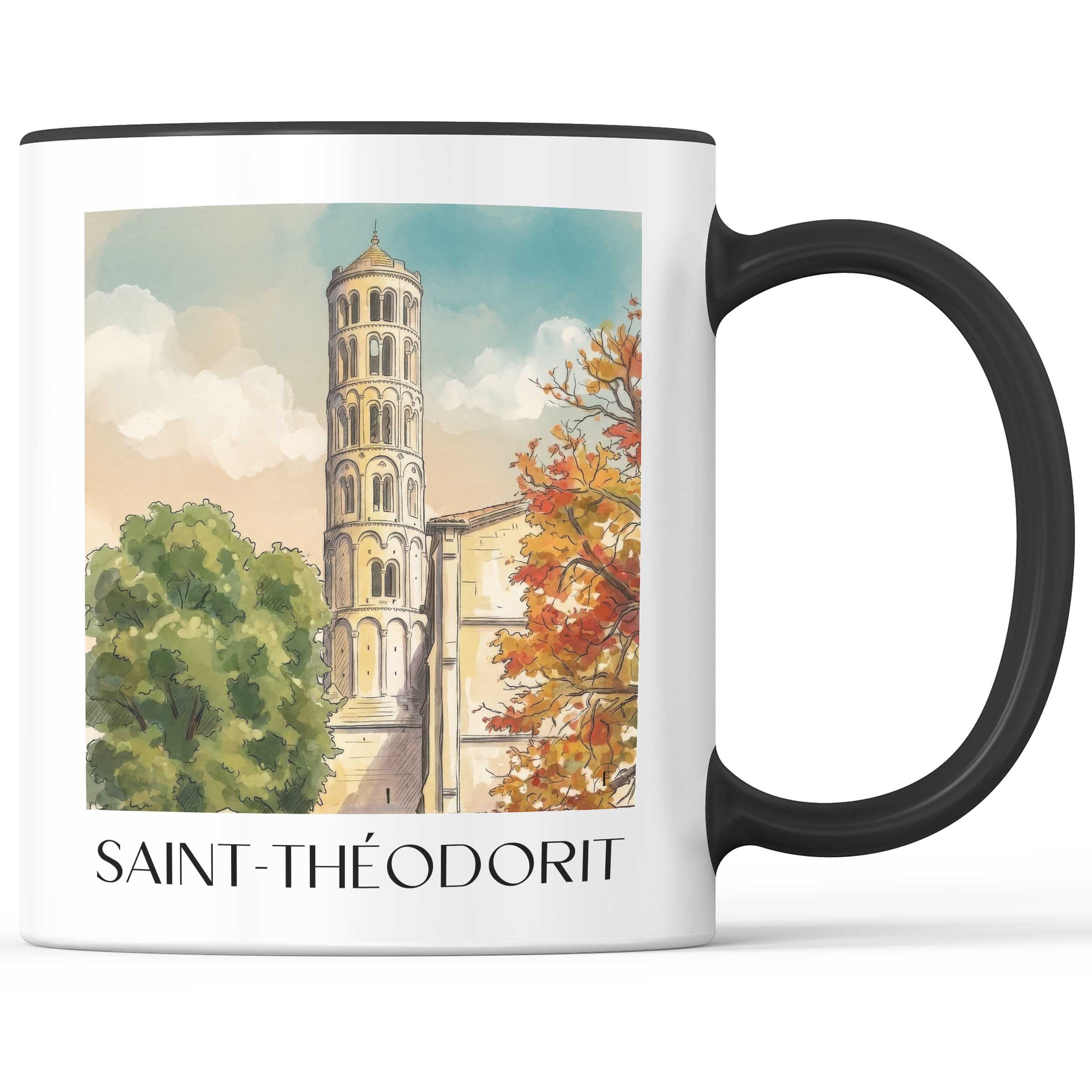 Saint-Théodorit Kaffeebecher - Uzès - Frankreich Becher - Kaffeetasse im Aquarell Stil