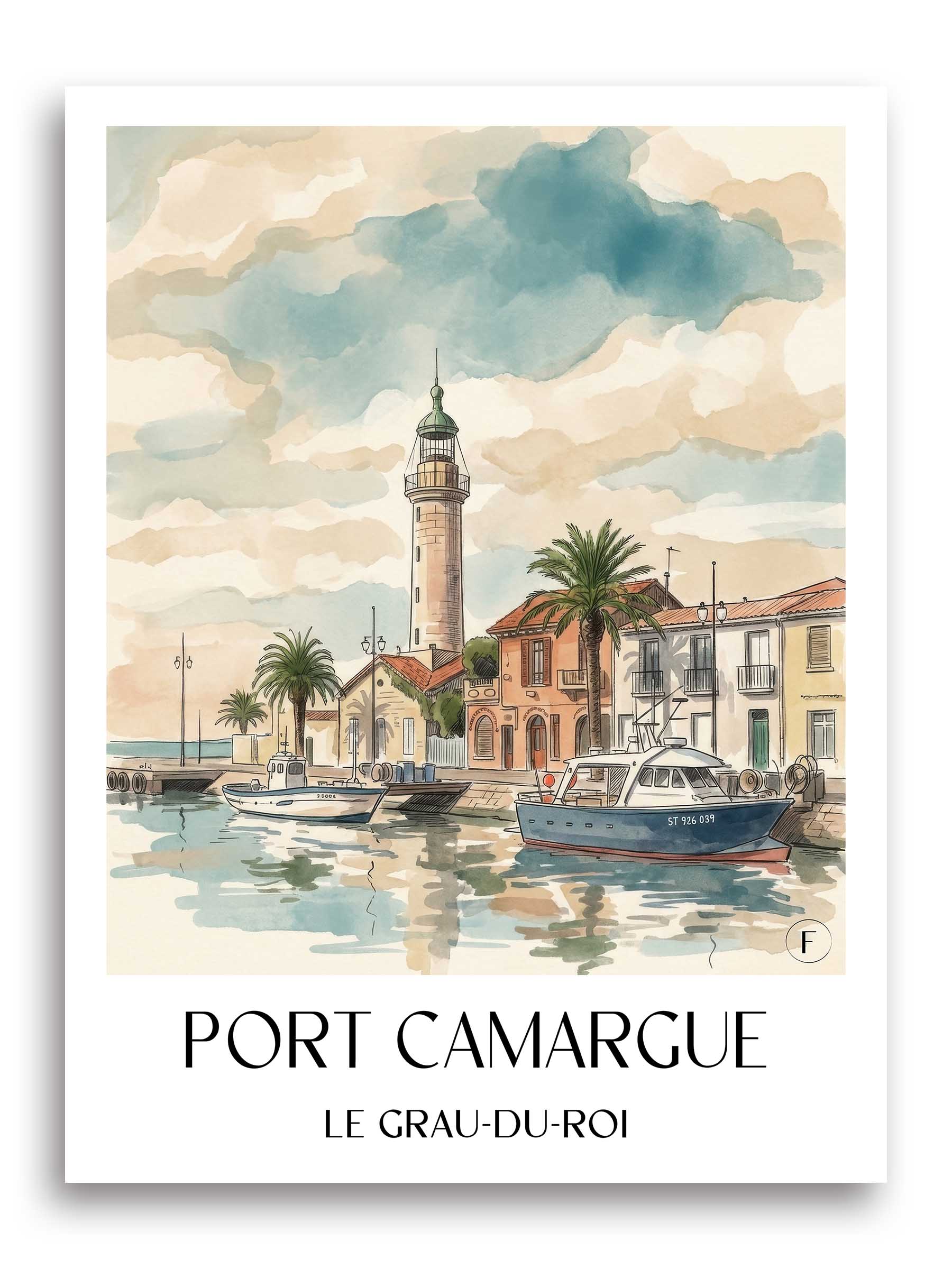 port-camargue-le-grau-du-roi-frankreich-poster-aquarell