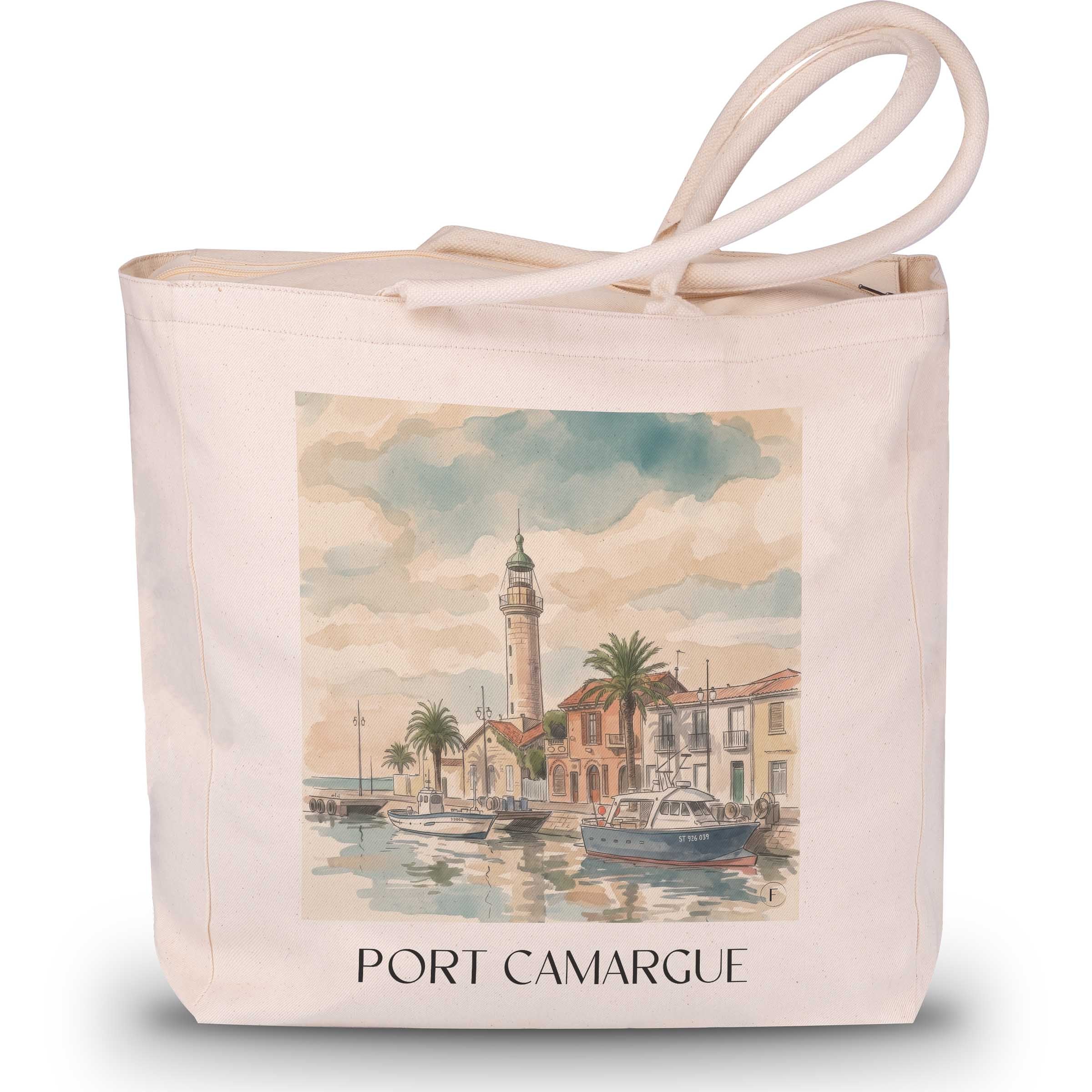 Port camargue Shopping Tasche - Le Grau-du-Roi - Frankreich Tote Bag - Einkaufstasche im Aquarell Stil