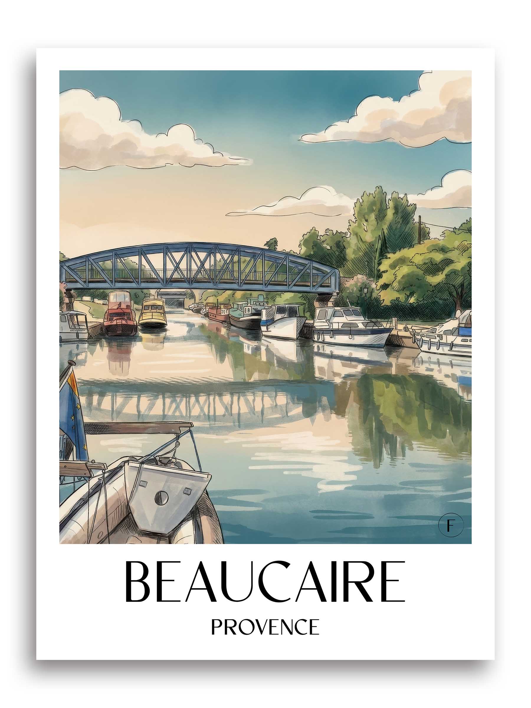 beaucaire-provence-frankreich-poster-aquarell