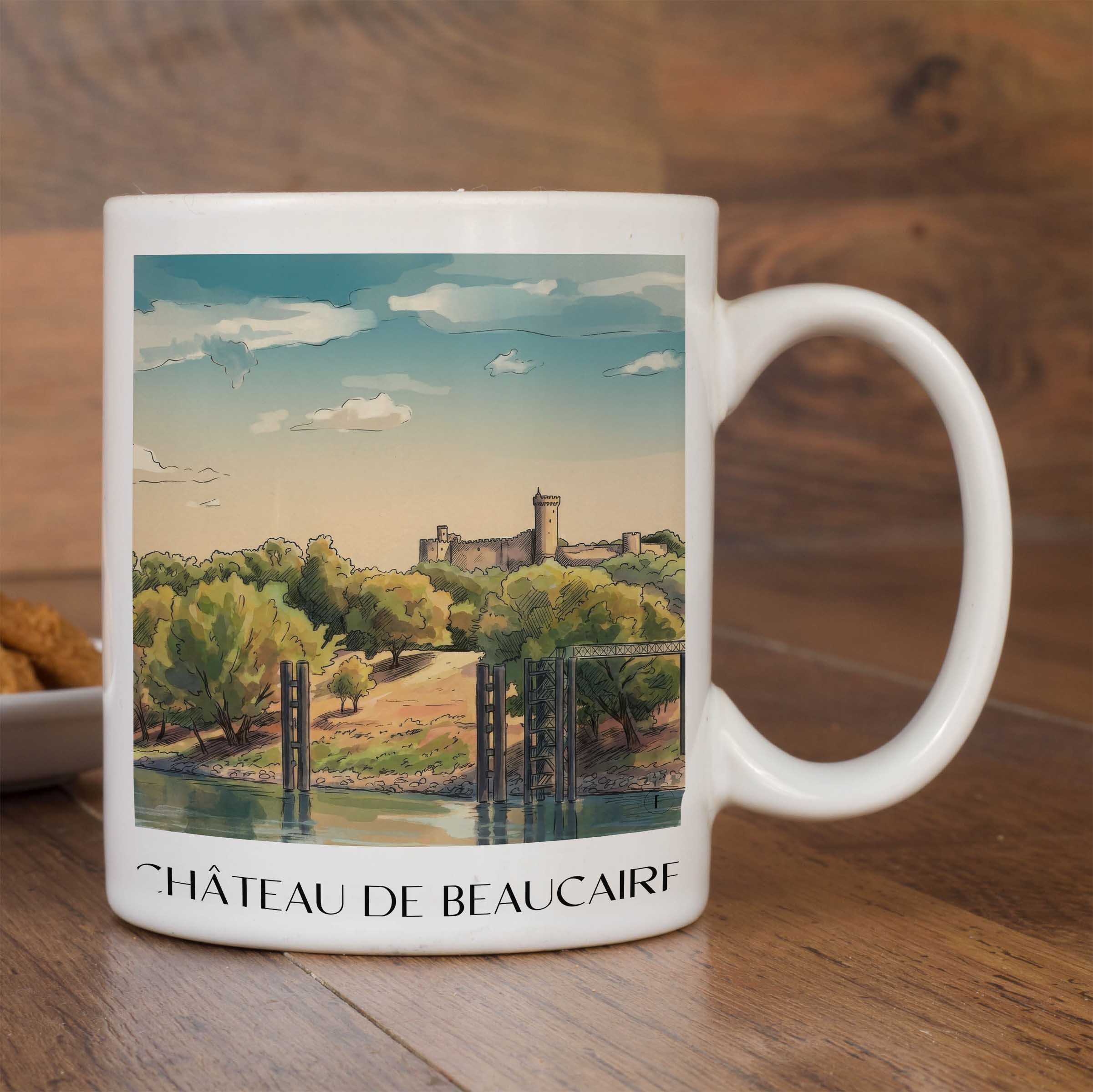 château-de-beaucaire-provence-frankreich-kaffeebecher-aquarell