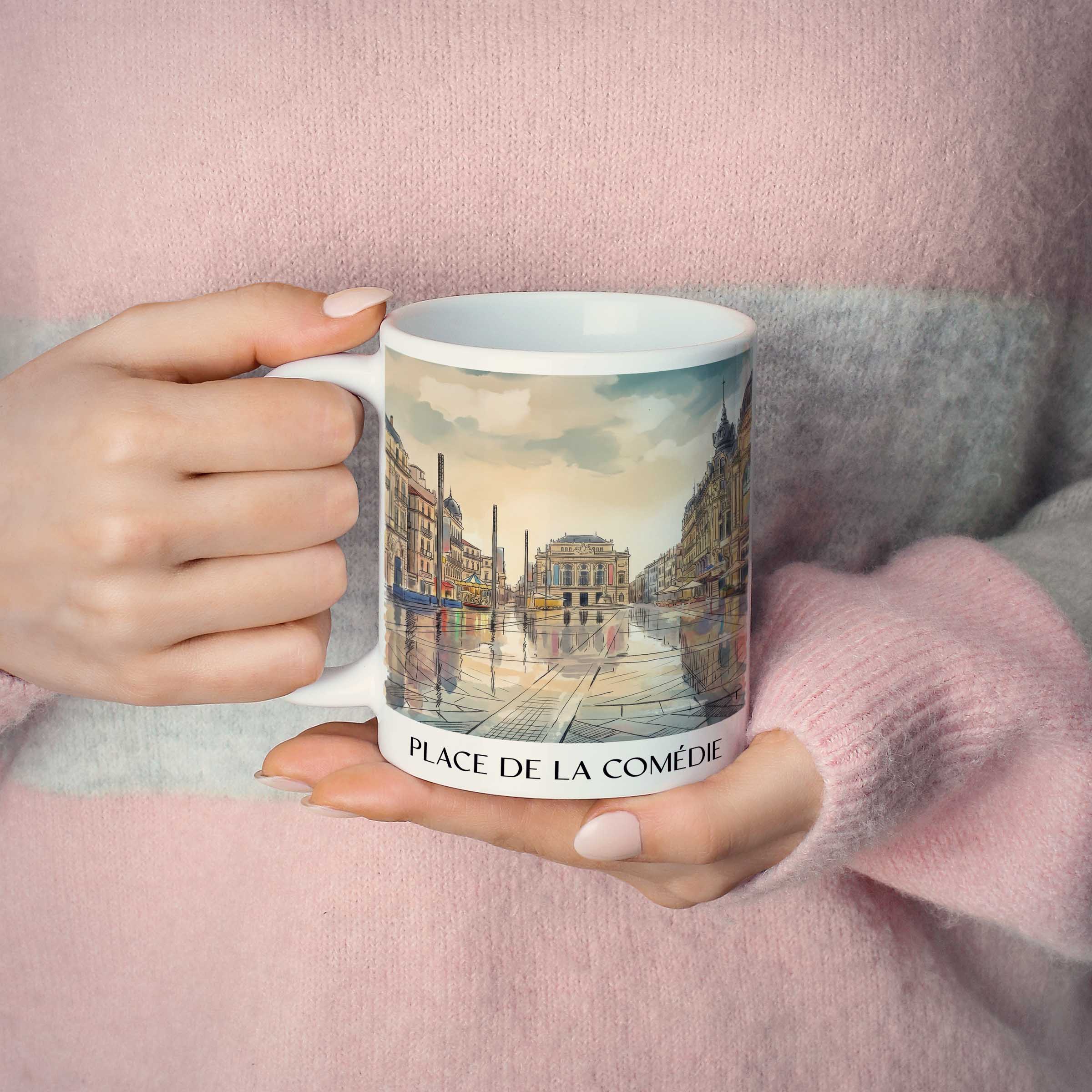 place-de-la-comédie-montpellier-frankreich-kaffeebecher-aquarell