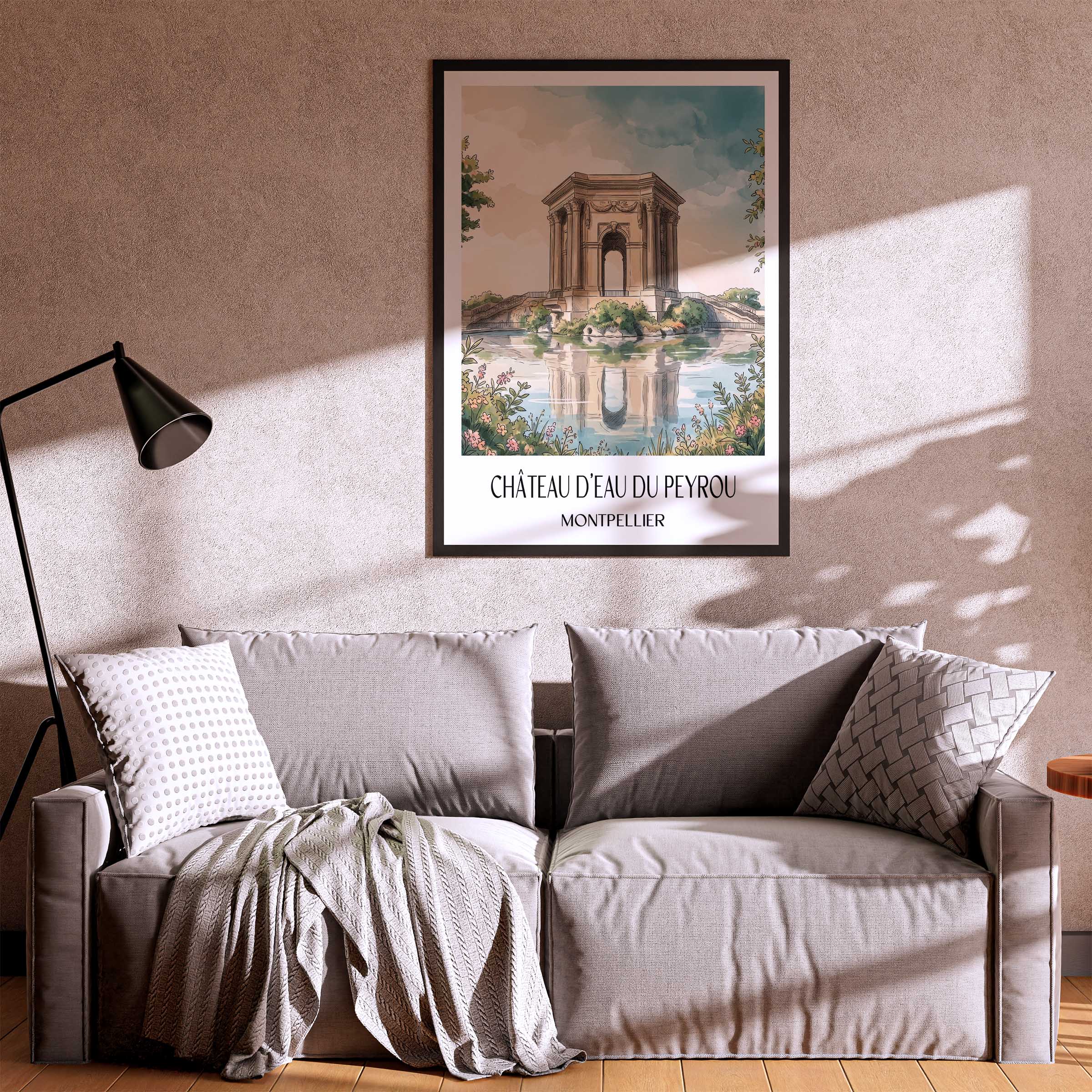 château-d'eau-du-peyrou-montpellier-frankreich-poster-aquarell