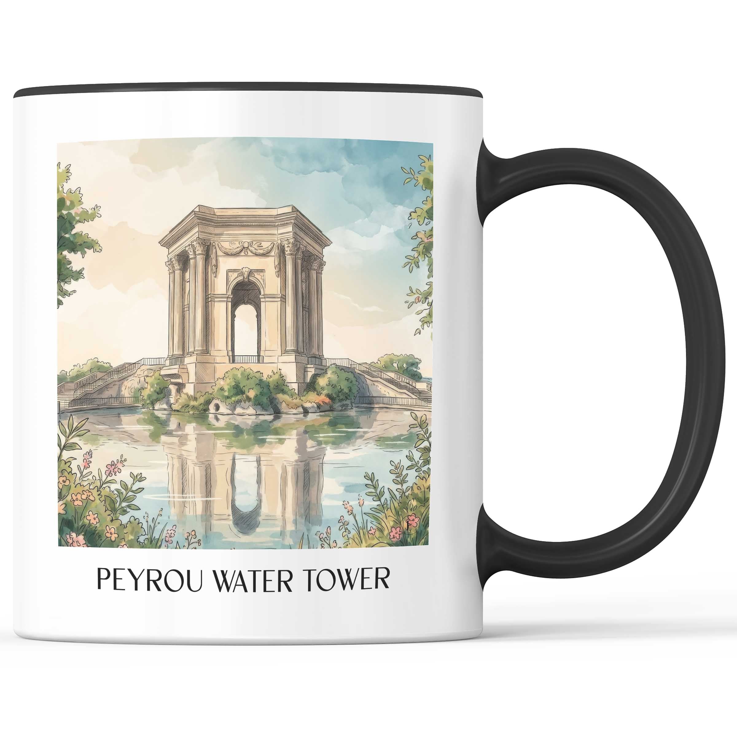 Château d'eau du Peyrou Kaffeebecher - Montpellier - Frankreich Becher - Kaffeetasse im Aquarell Stil