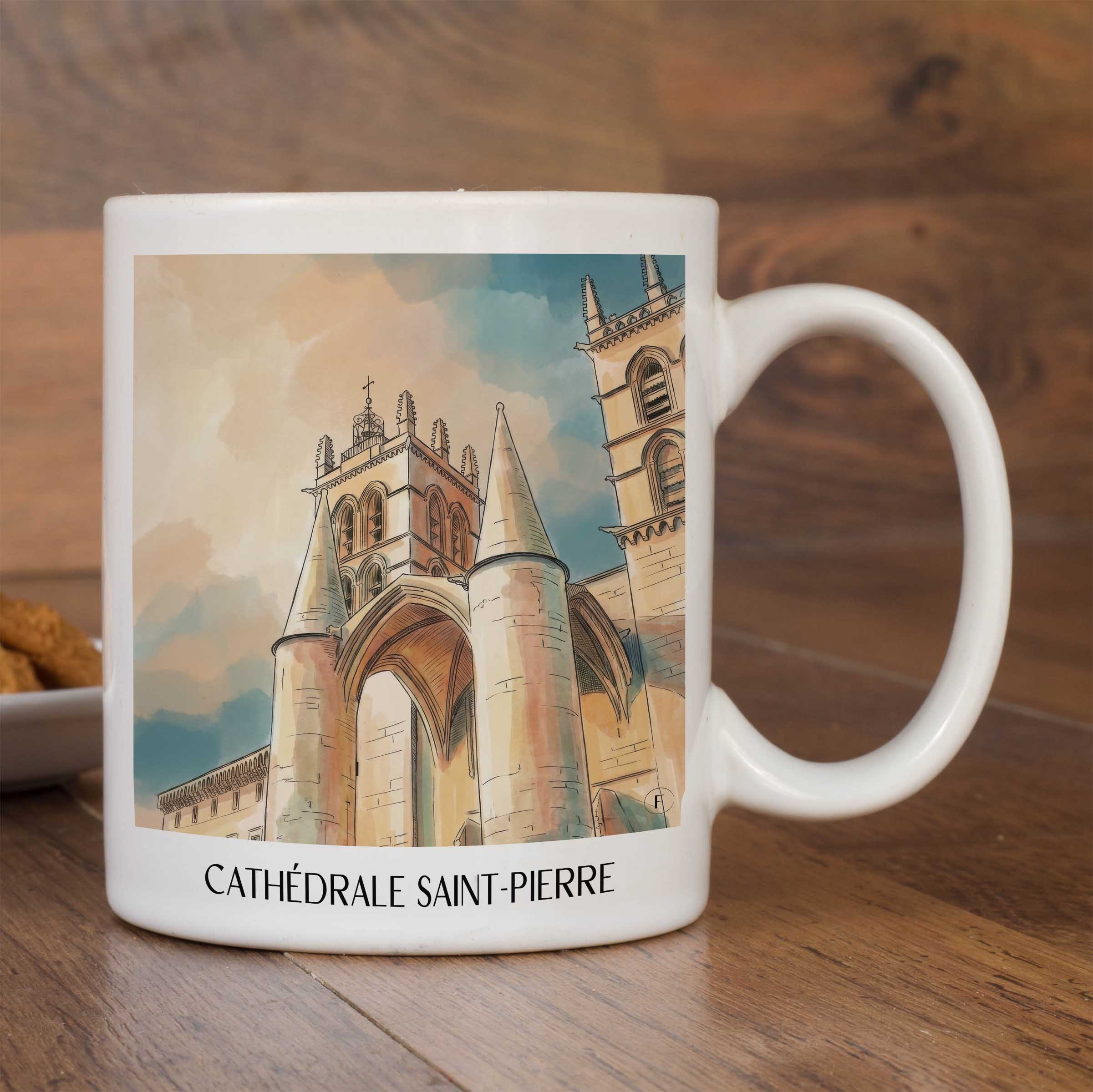 cathédrale-saint-pierre-montpellier-frankreich-kaffeebecher-aquarell