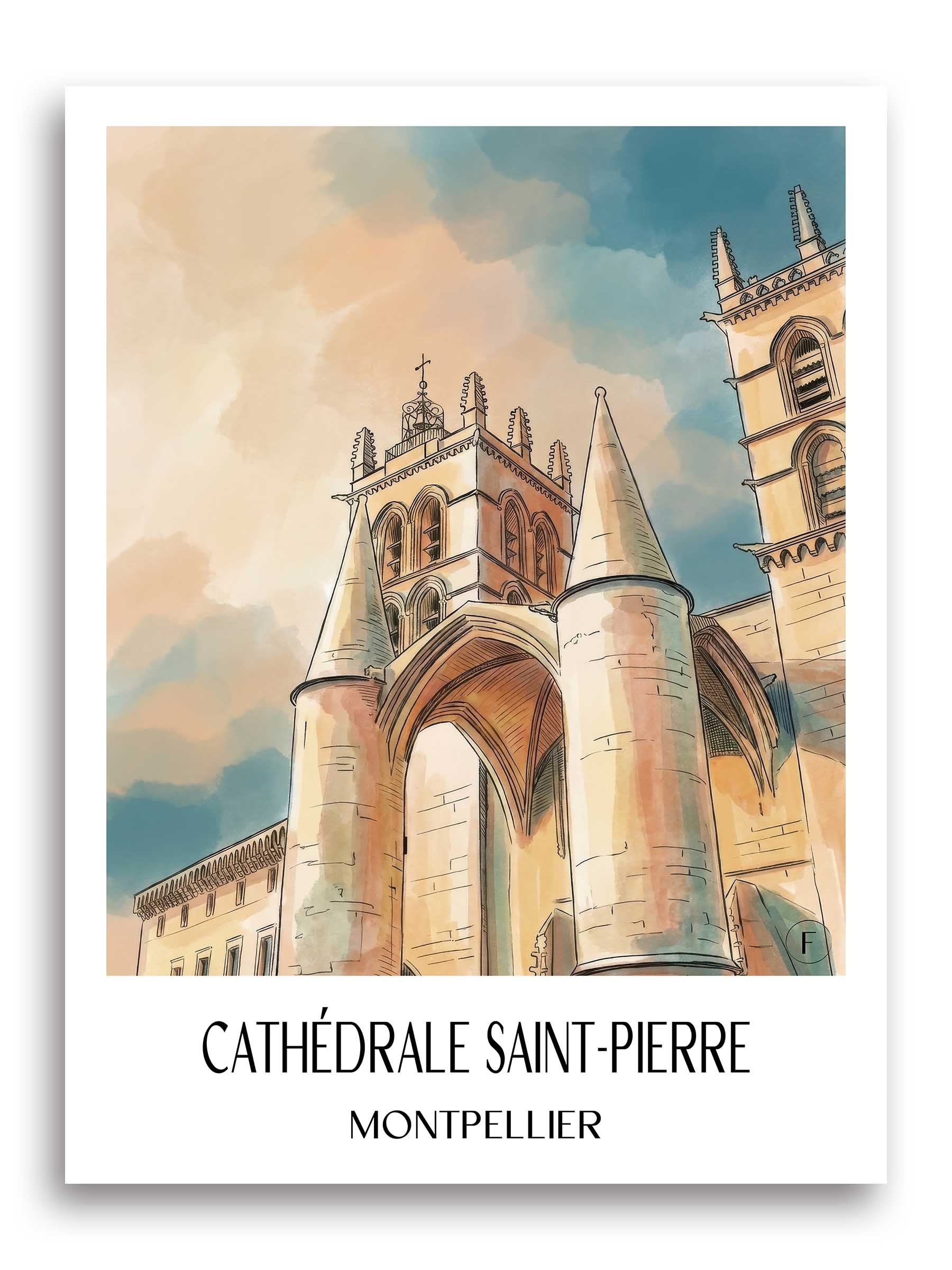 cathédrale-saint-pierre-montpellier-frankreich-poster-aquarell