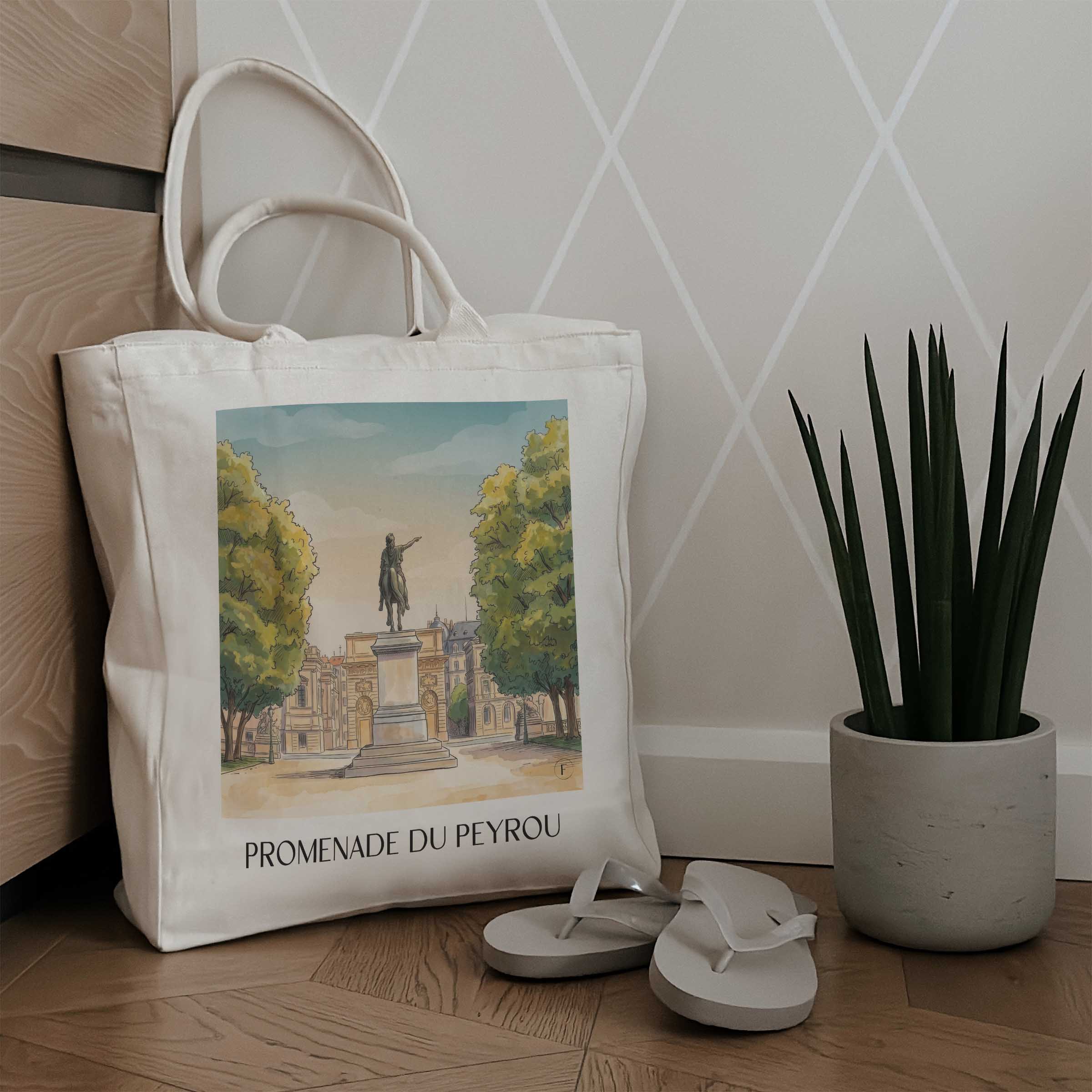 promenade-du-peyrou-montpellier-frankreich-einkaufstasche-aquarell