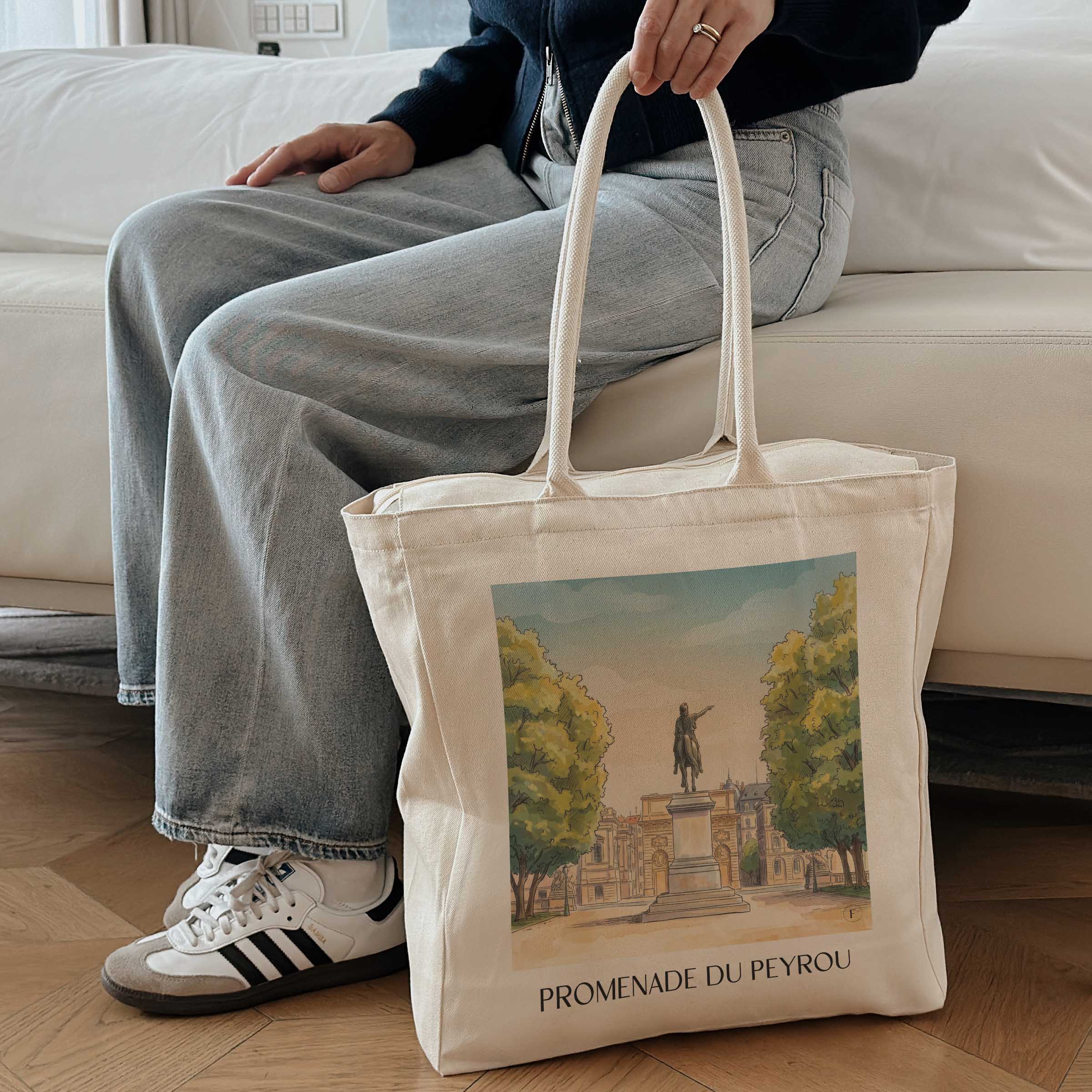 promenade-du-peyrou-montpellier-frankreich-einkaufstasche-aquarell