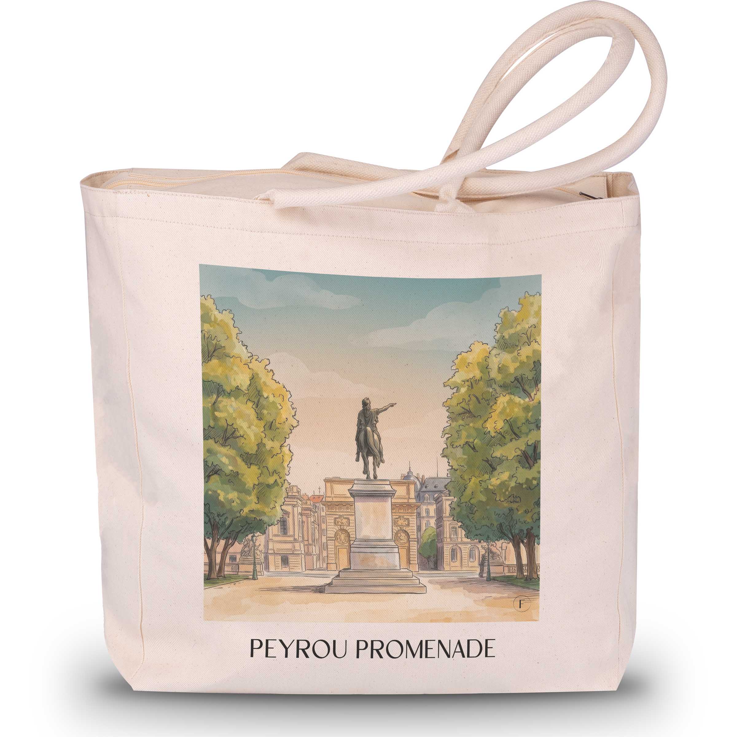 Promenade du Peyrou Shopping Tasche - Montpellier - Frankreich Tote Bag - Einkaufstasche im Aquarell Stil