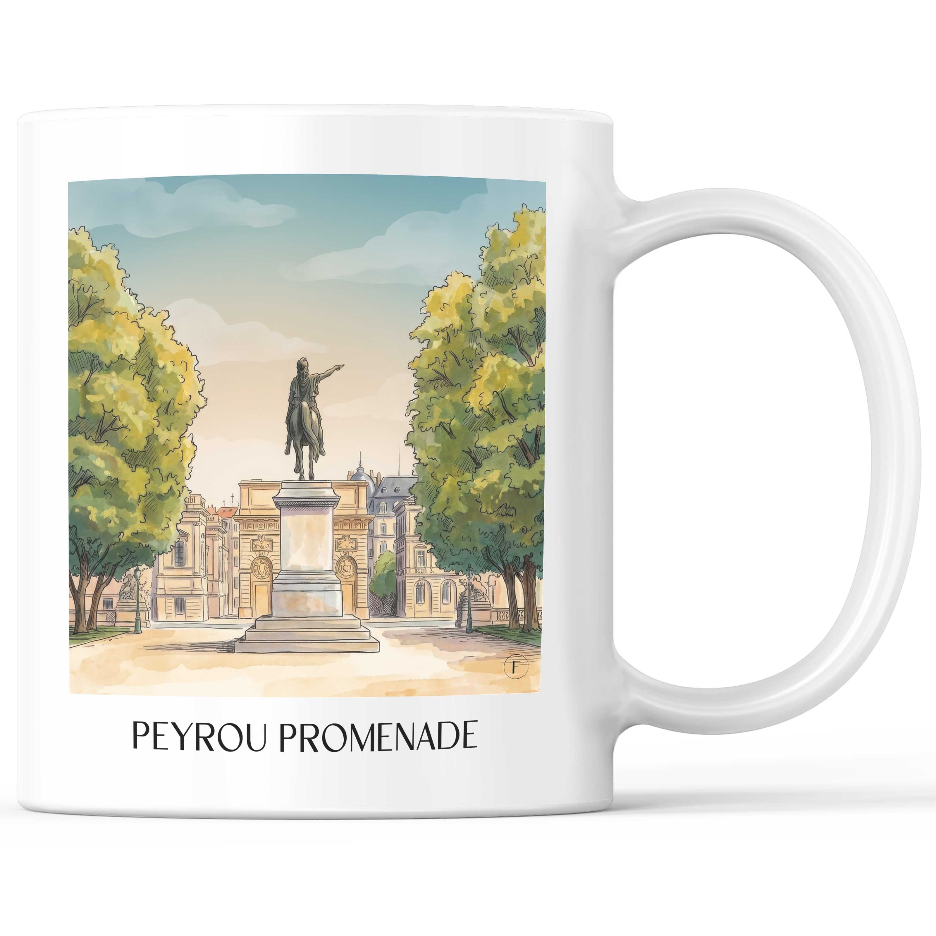 Promenade du Peyrou Kaffeebecher - Montpellier - Frankreich Becher - Kaffeetasse im Aquarell Stil