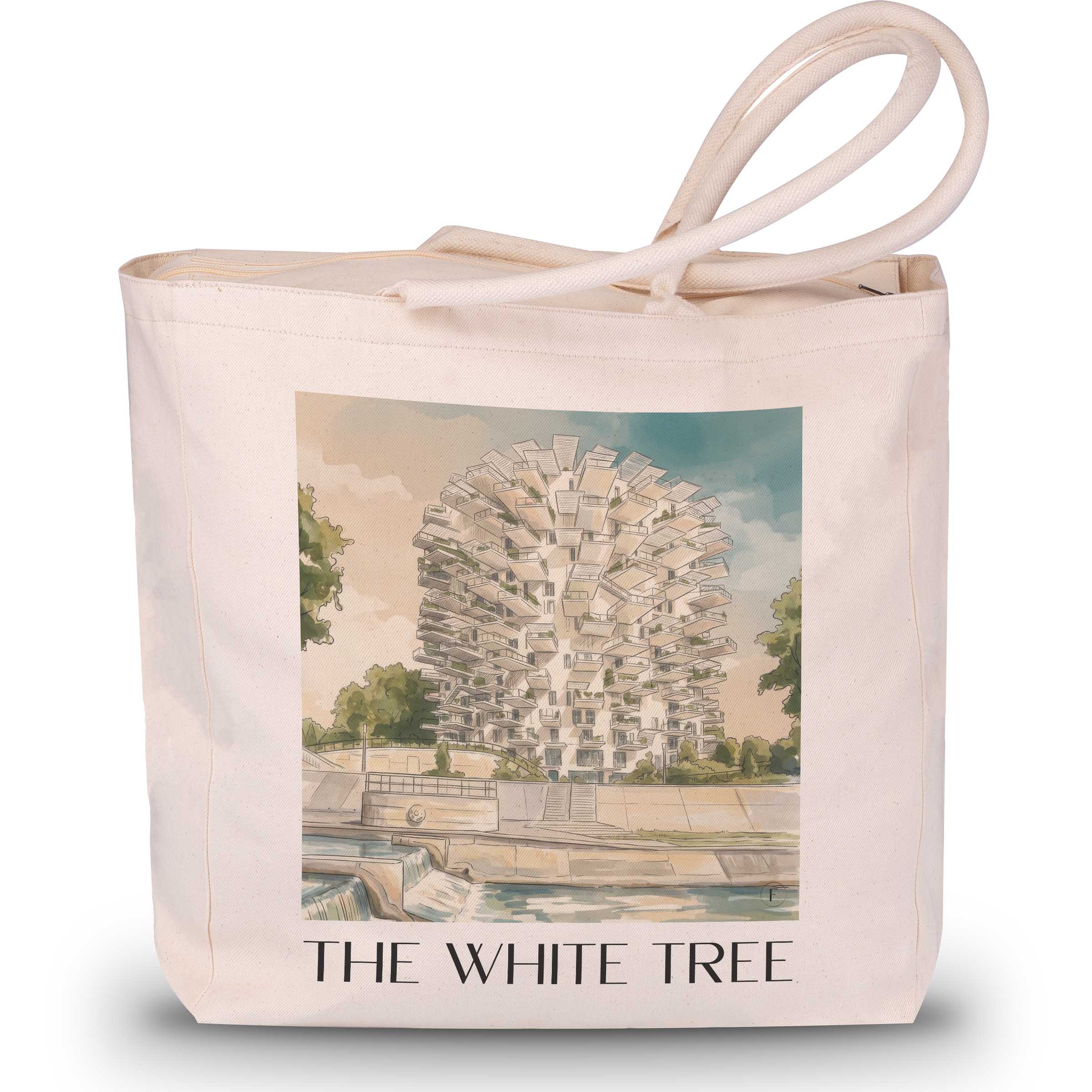L'Arbre Blanc Shopping Tasche - Montpellier - Frankreich Tote Bag - Einkaufstasche im Aquarell Stil