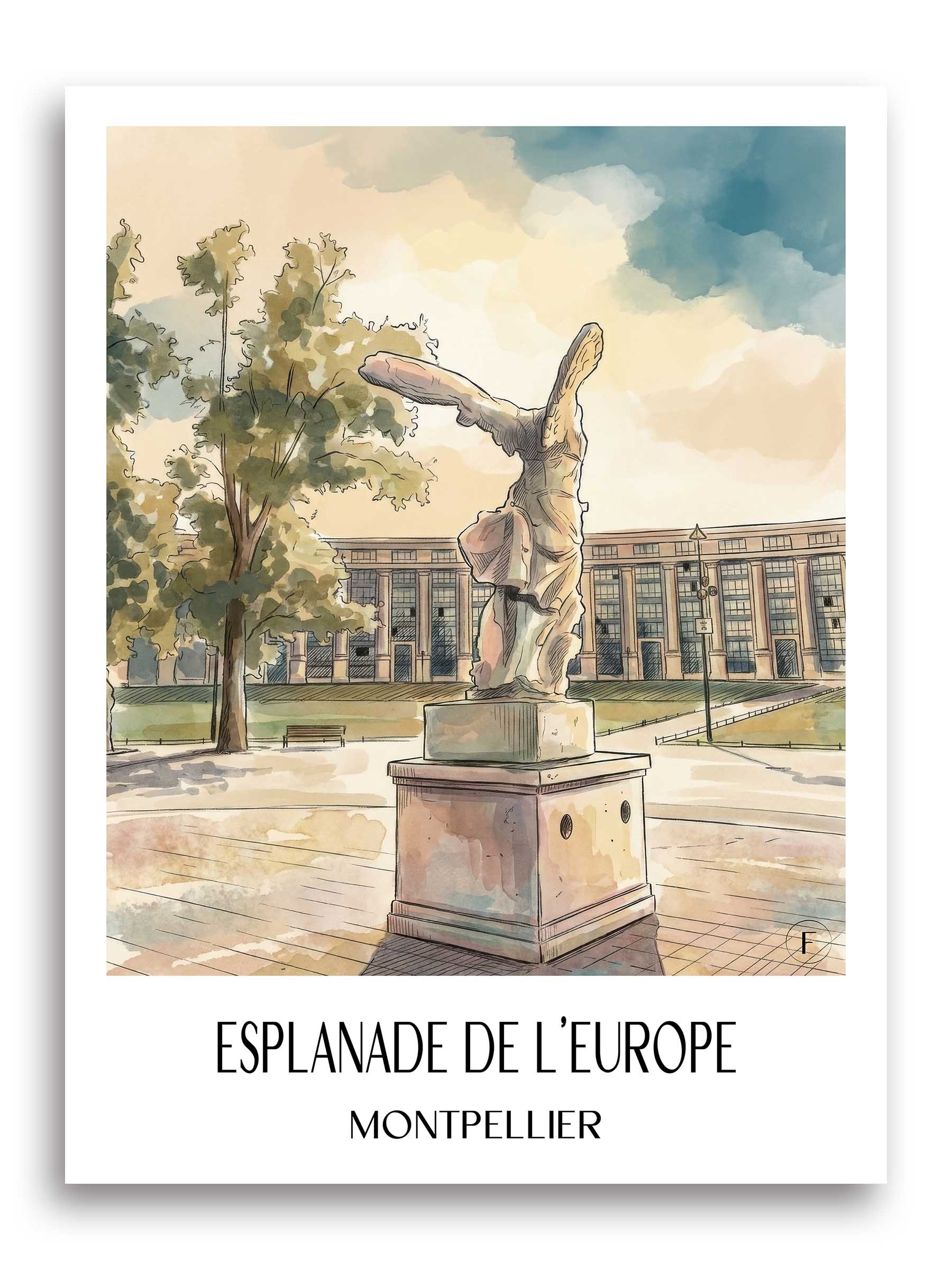 esplanade-de-l'europe-montpellier-frankreich-poster-aquarell