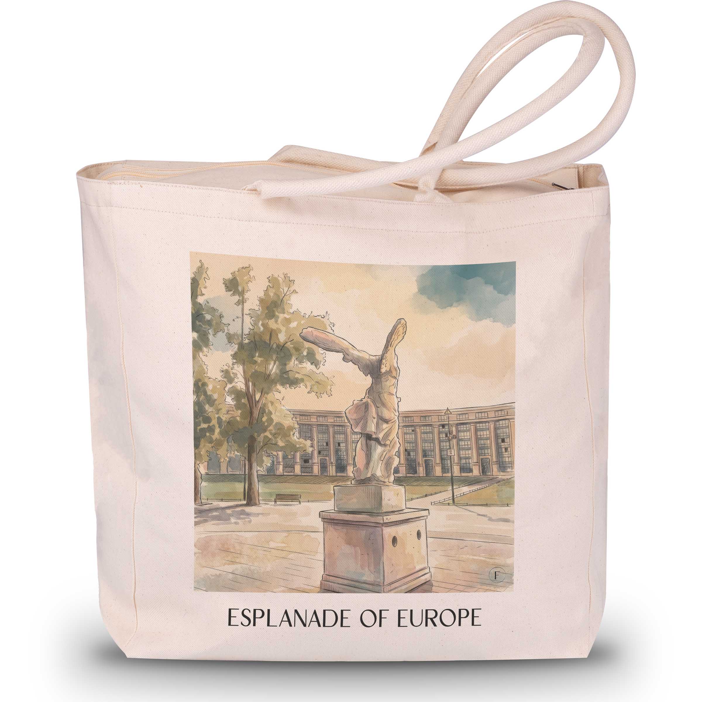 Esplanade de l'Europe Shopping Tasche - Montpellier - Frankreich Tote Bag - Einkaufstasche im Aquarell Stil